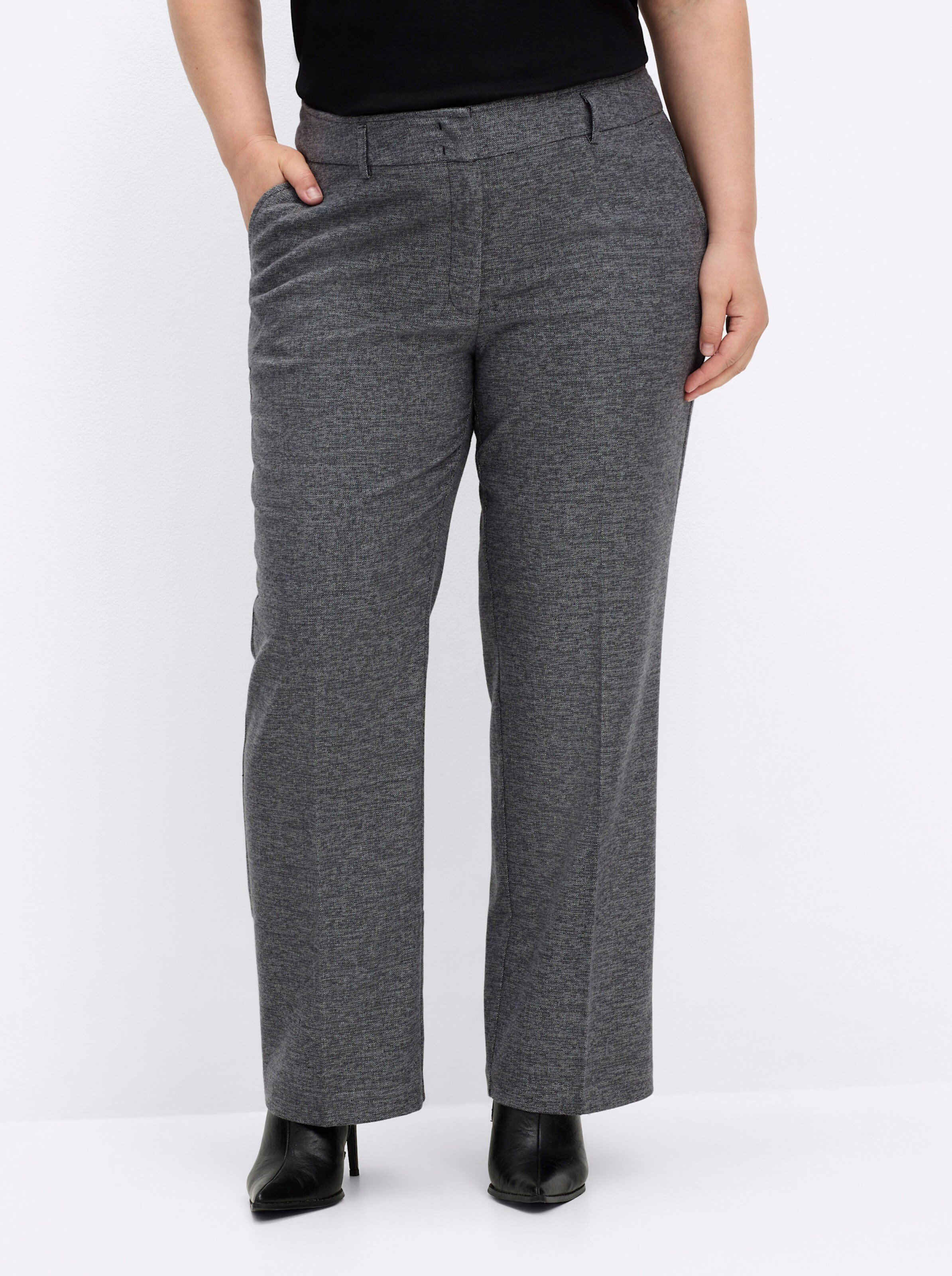 Sheego Bügelfaltenhose in Melange-Look