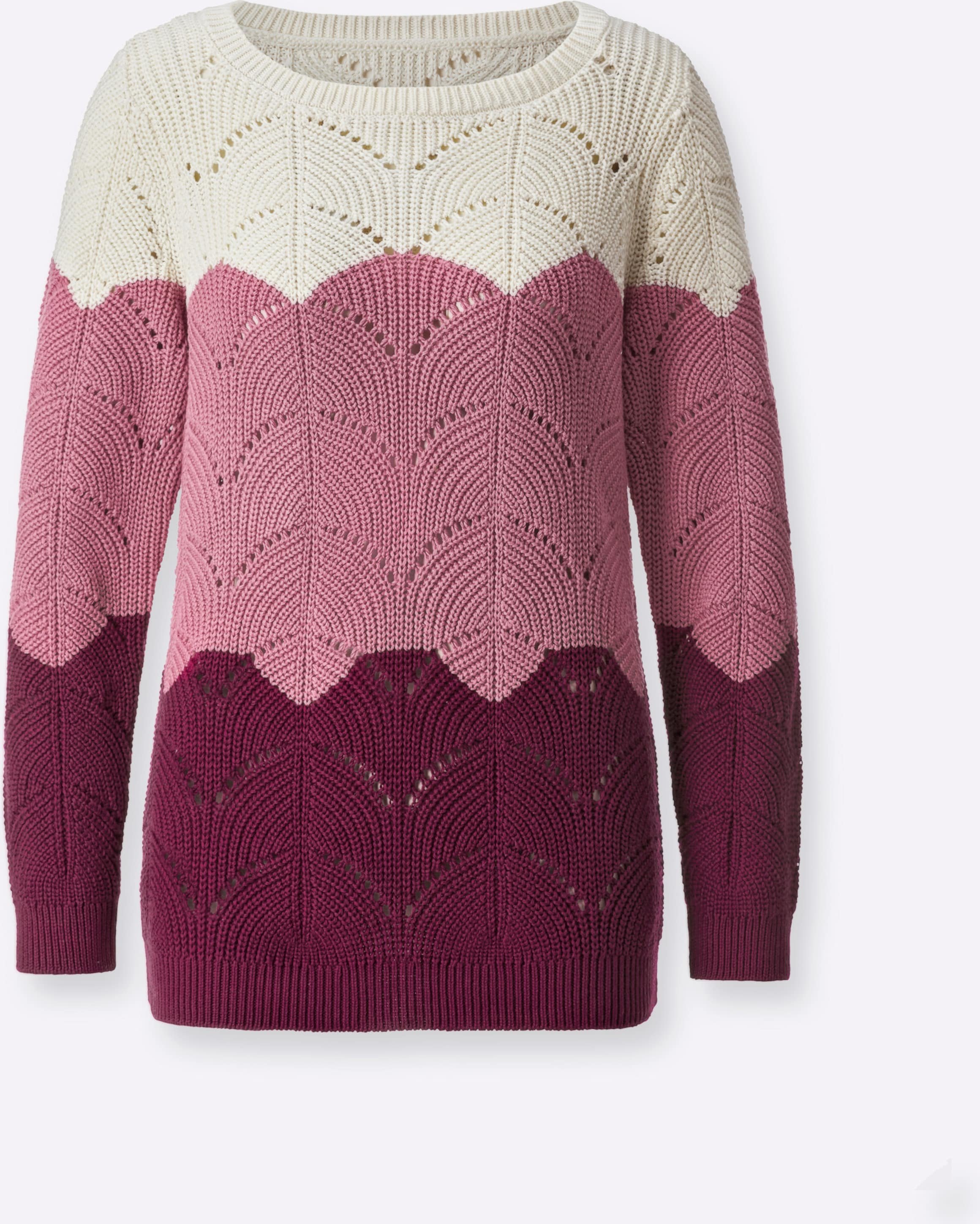 Sheego Ajourpullover mit Streifen-Dessin