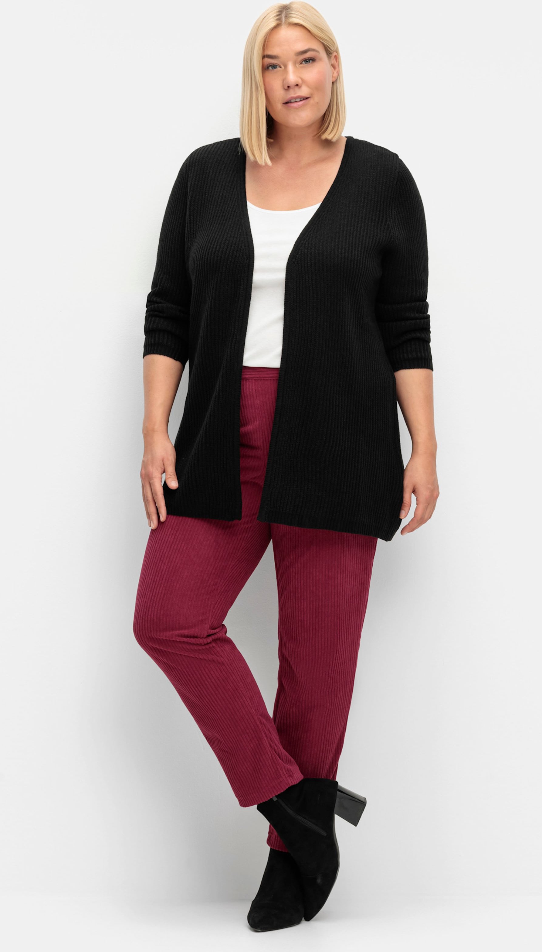 Sheego Strickjacke mit gerippten Abschlüssen