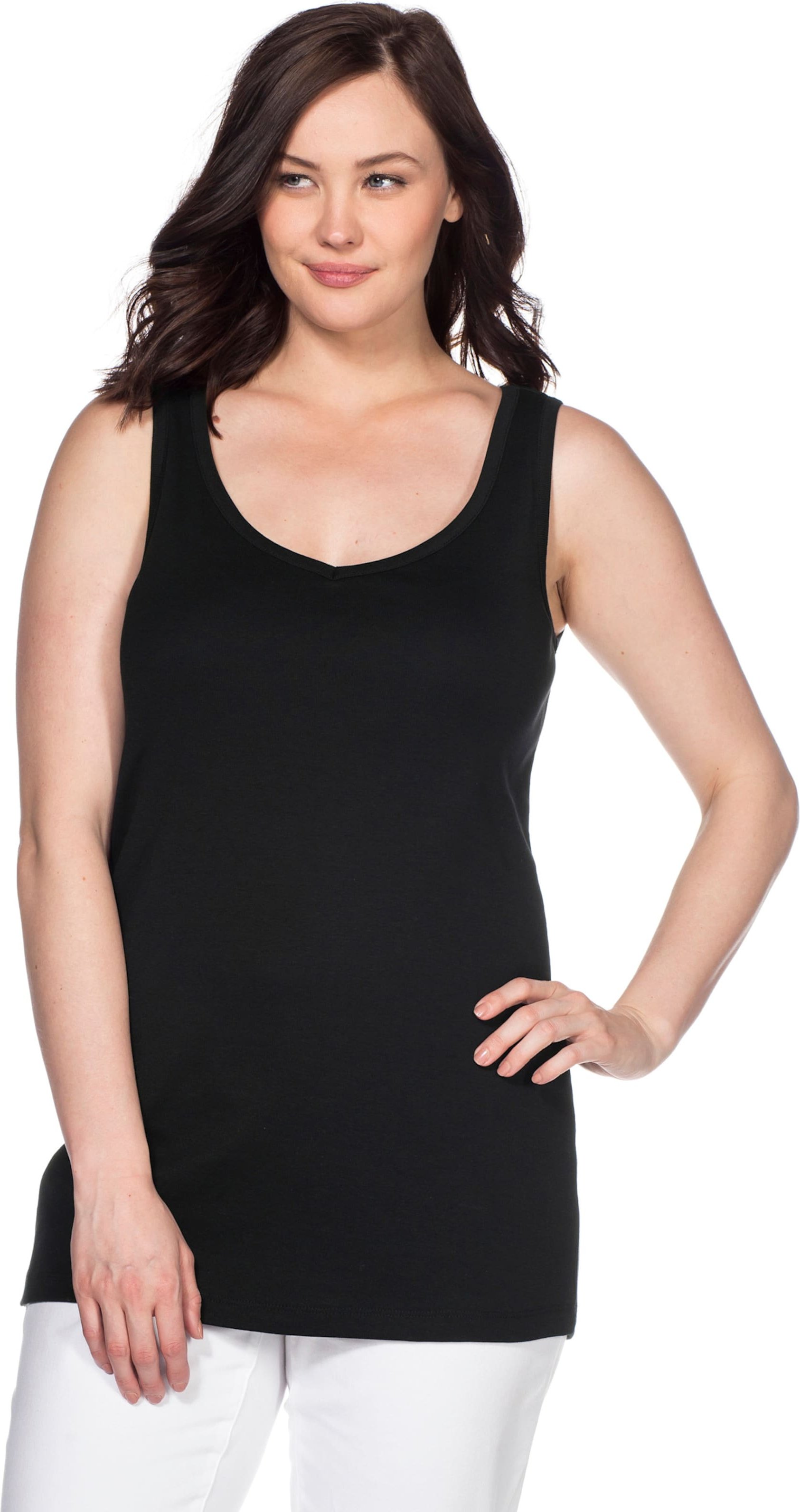 Sheego Longtop mit weitem Ausschnitt, Rippqualität