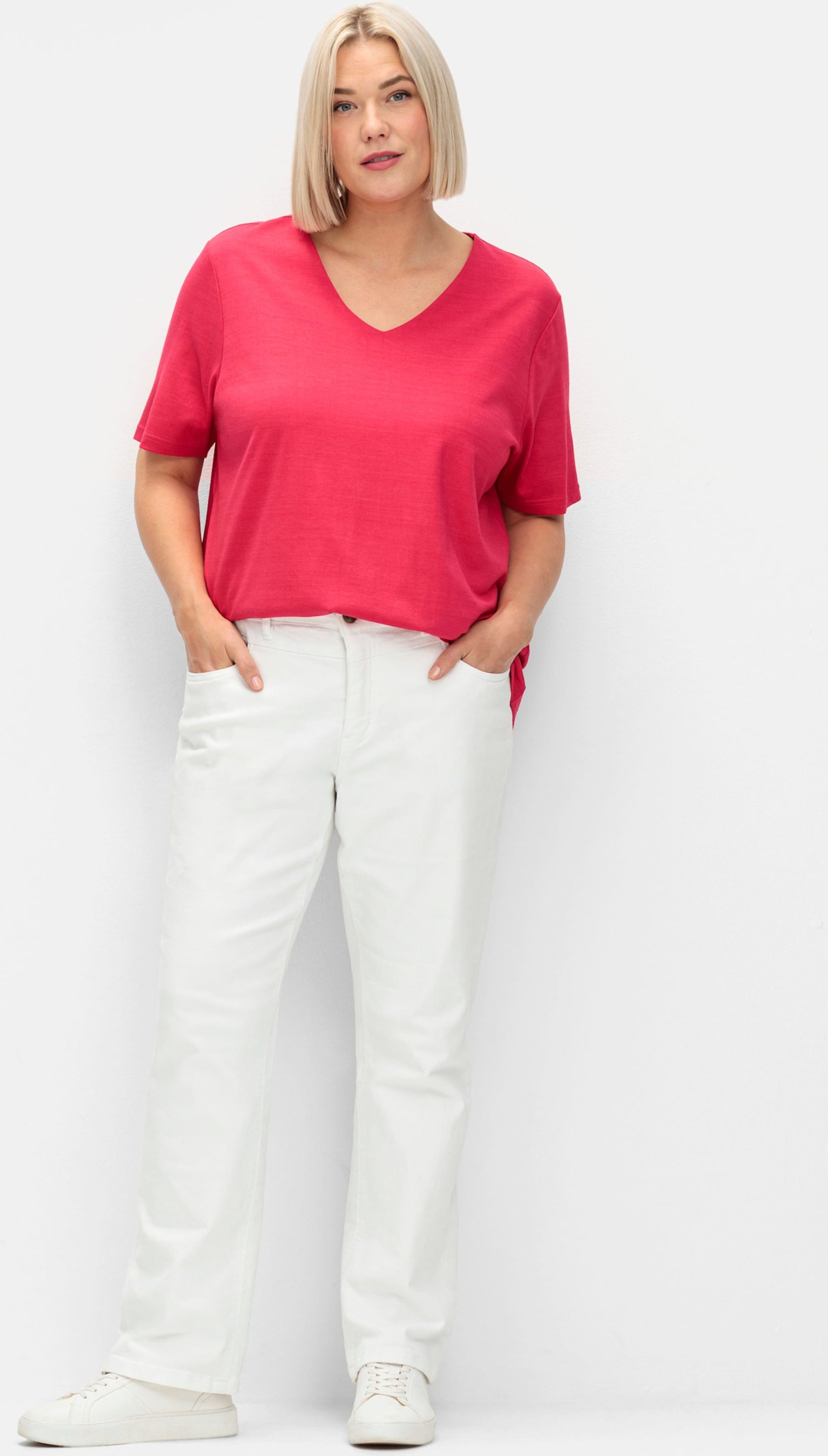 Sheego T-Shirt mit doppellagigem Vorderteil