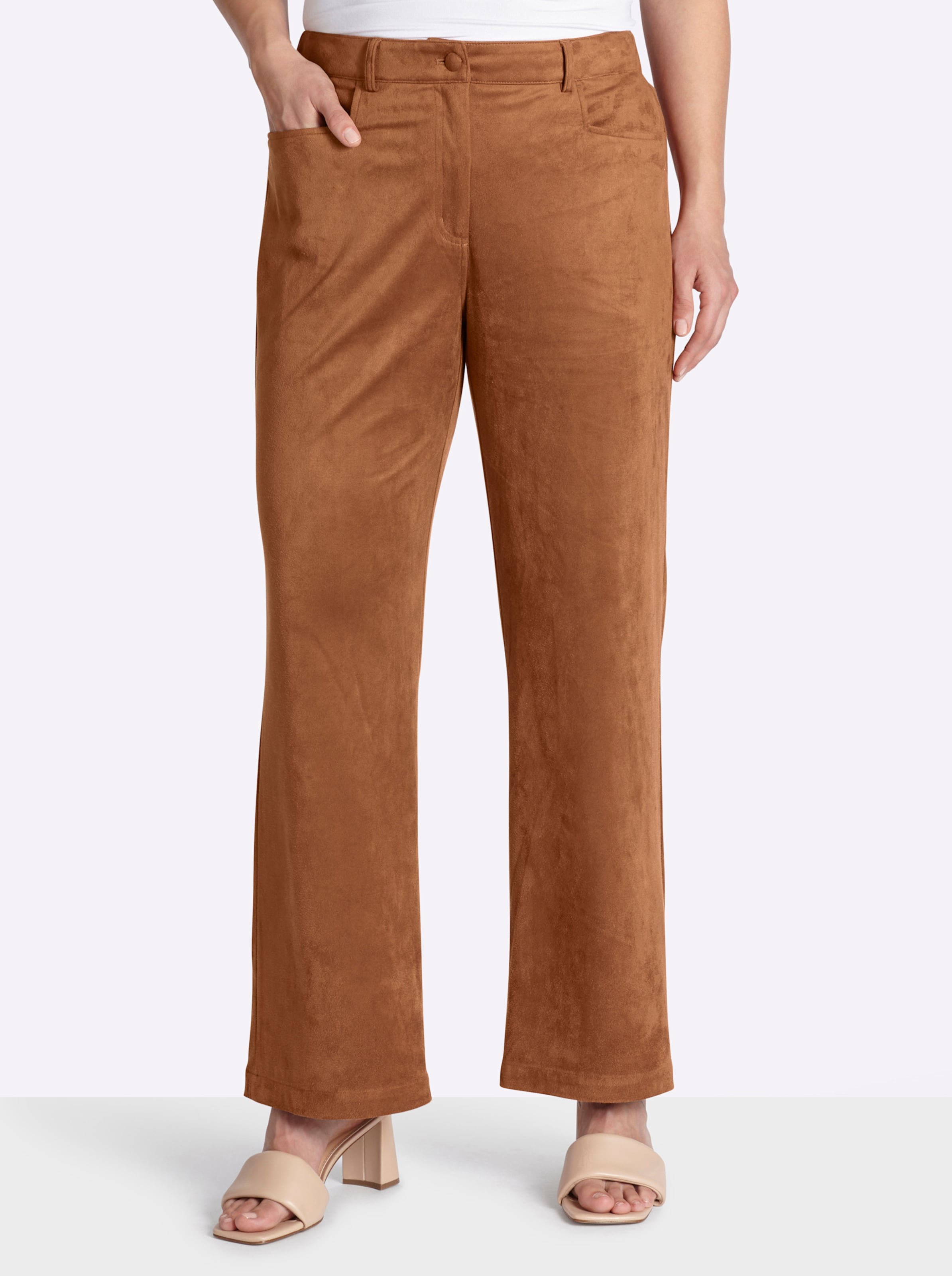 Sheego Lederimitathose mit weitem Bein