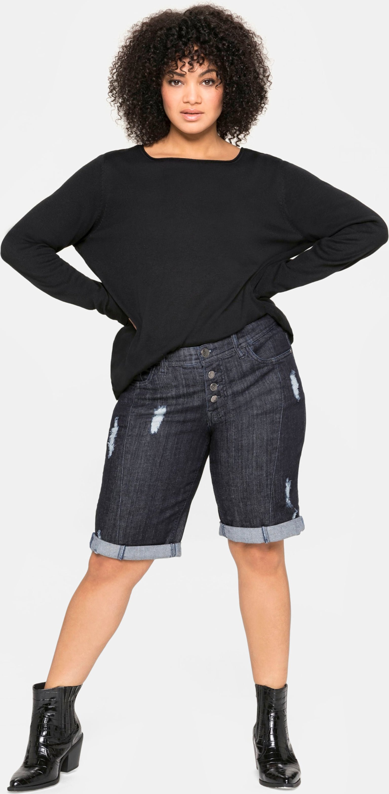 Sheego Longpullover mit Leinenanteil