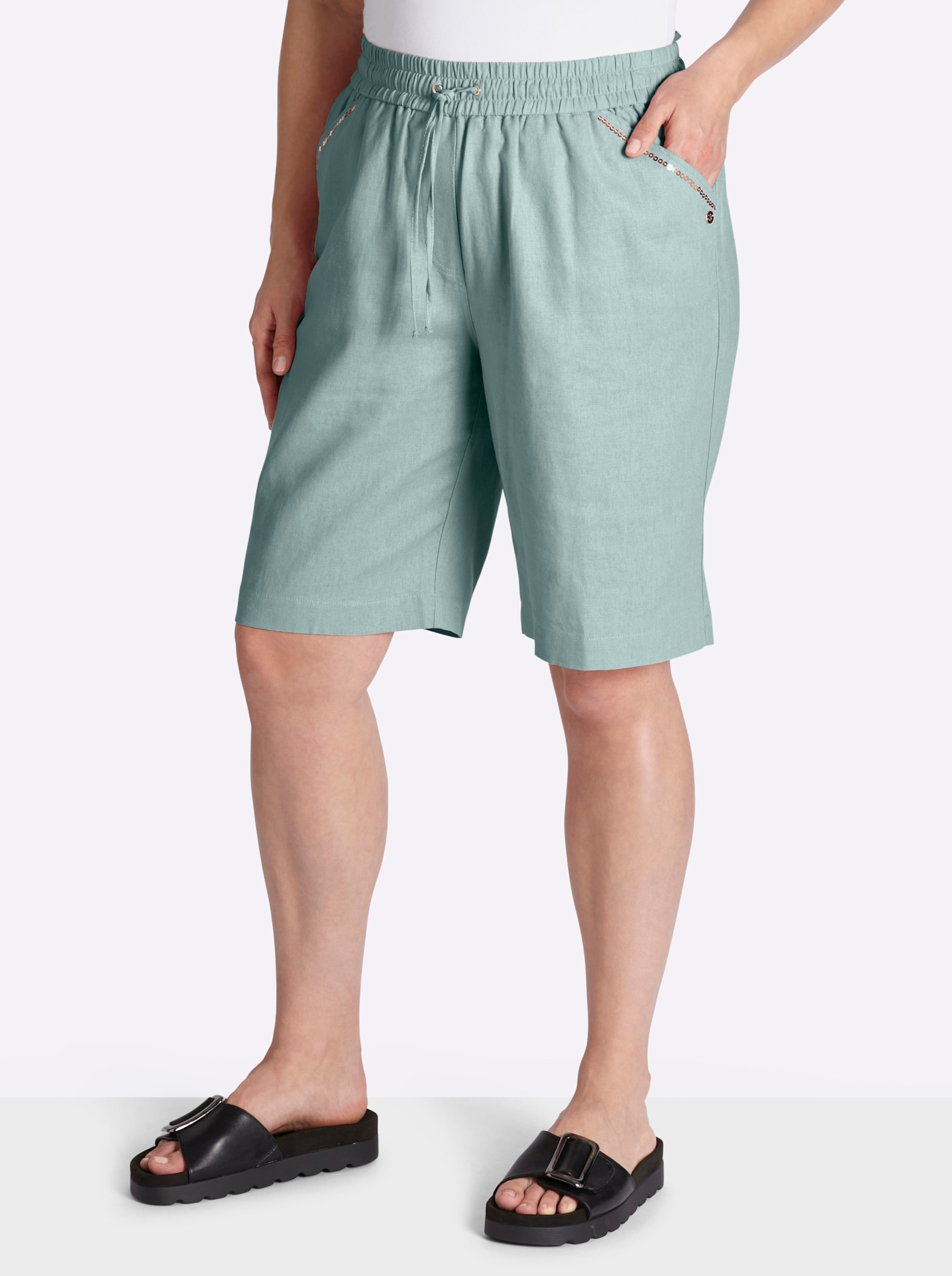 Sheego Bermudas mit Pailletten entlang der Taschen