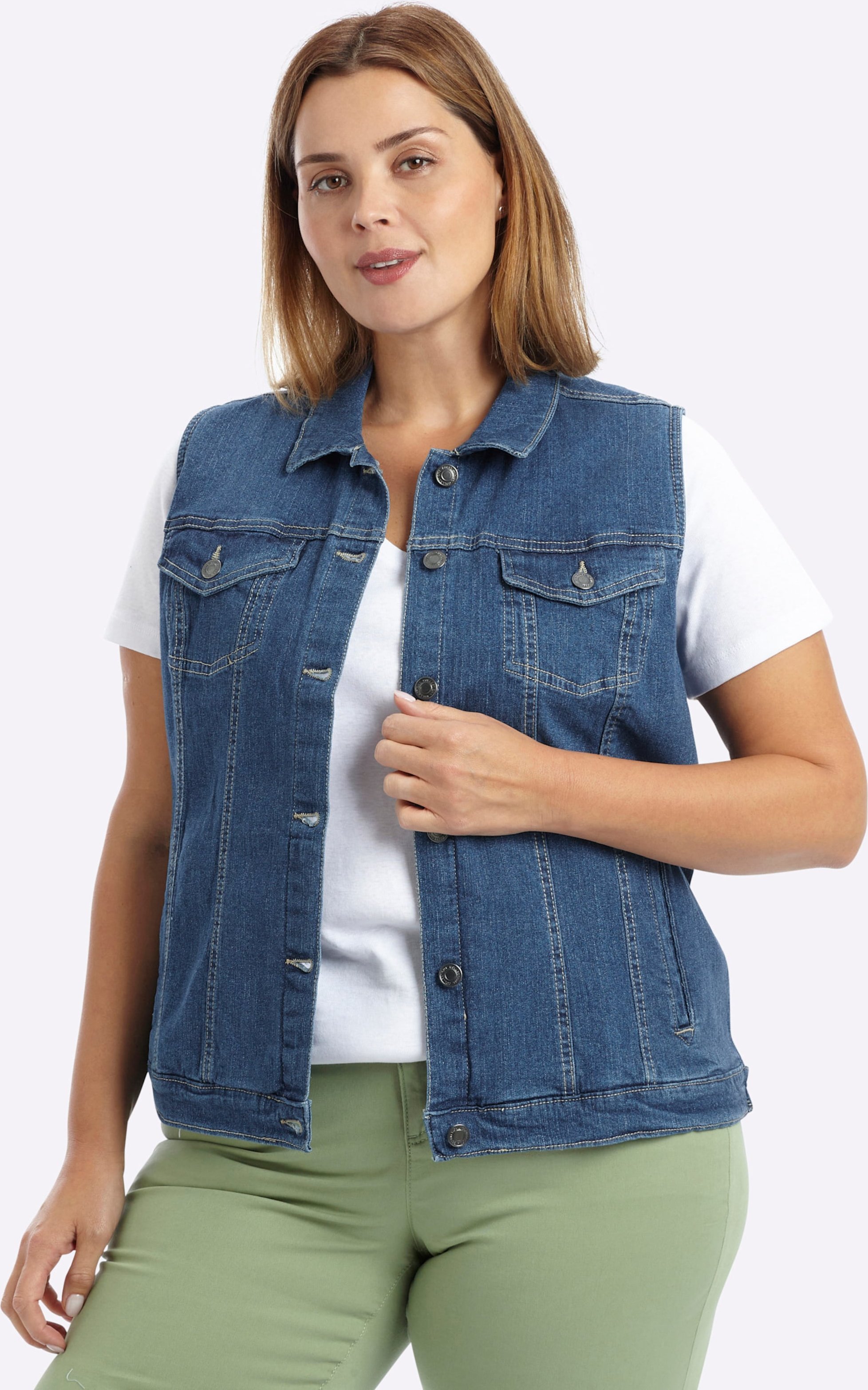 Thumbnail - Sheego Jeansweste mit weitenverstellbarem Saum