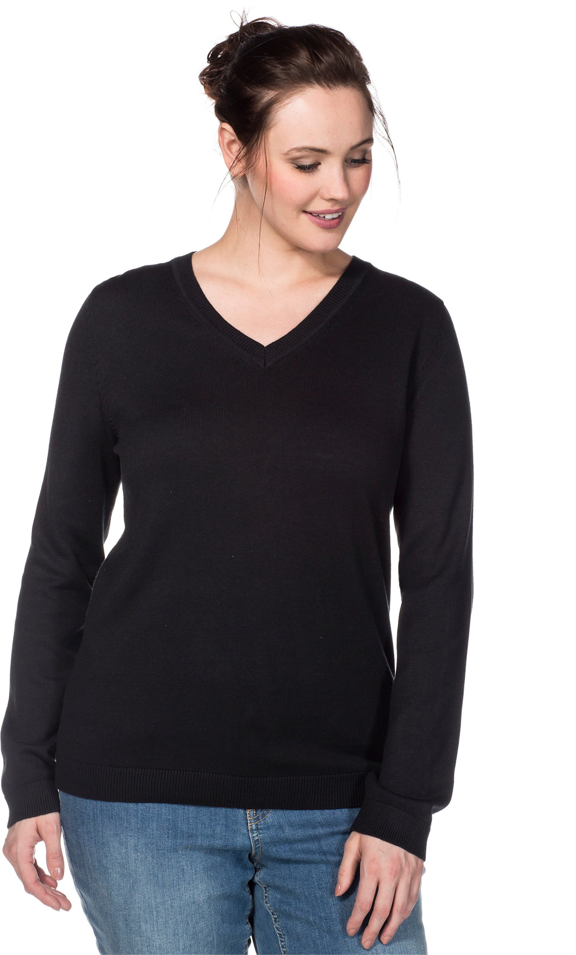 Sheego Feinstrickpullover mit V-Ausschnitt