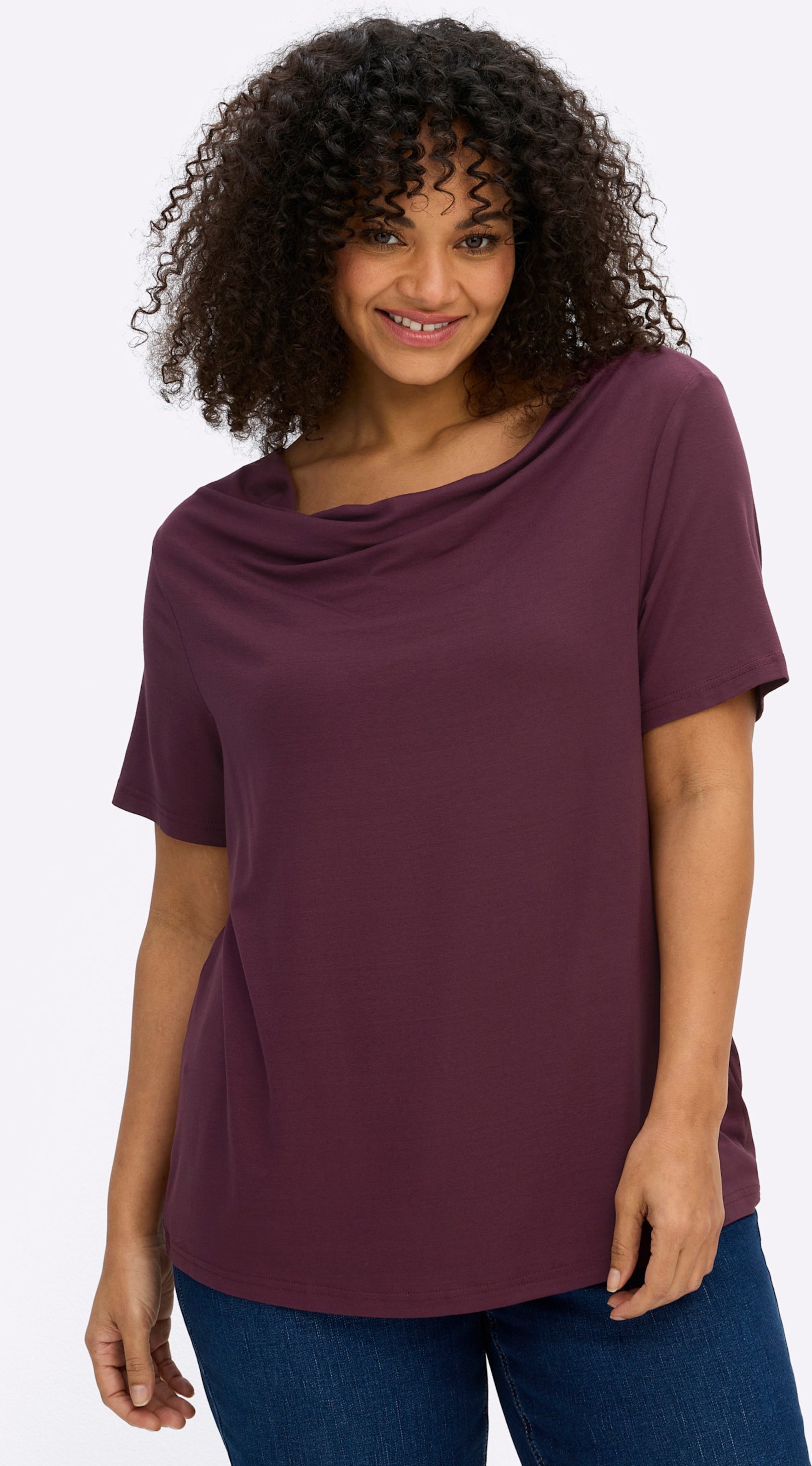 Sheego Wasserfallshirt mit kurzen Ärmeln