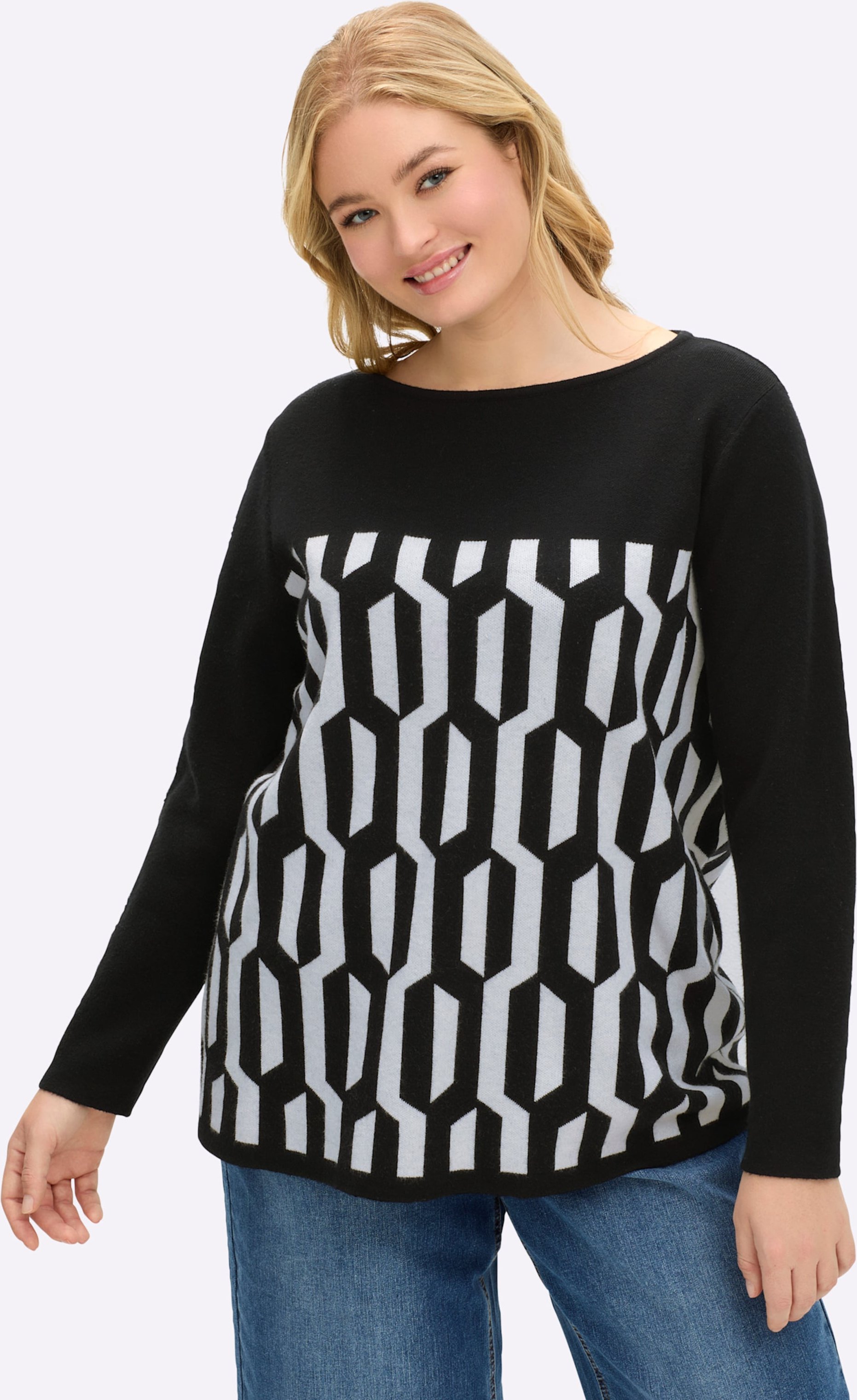 Sheego Pullover mit Grafik-Jacquardmuster