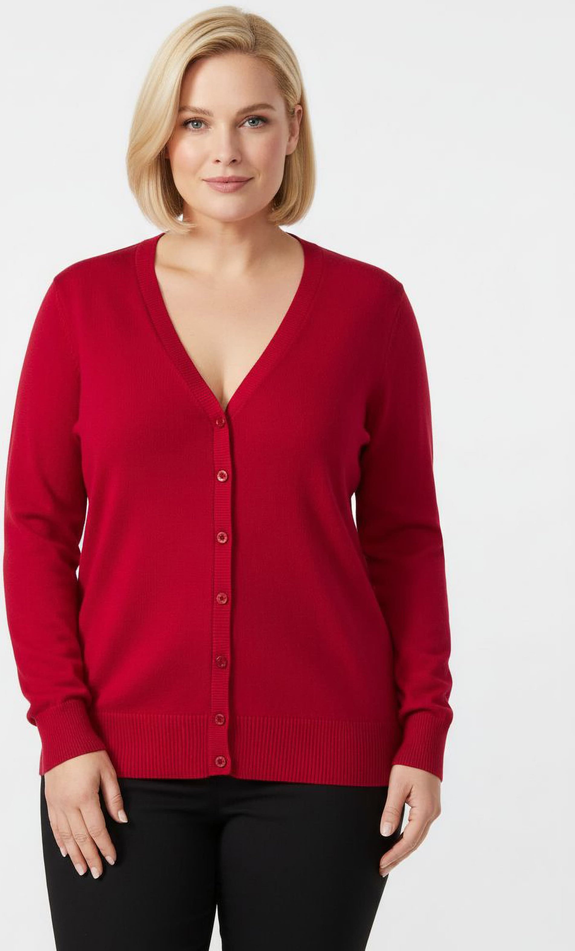 Sheego Strickjacke mit V-Ausschnitt