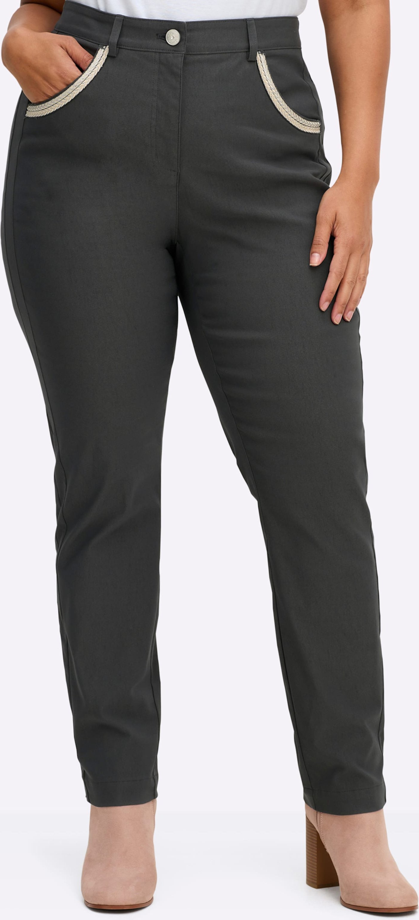 Sheego Bengalinhose gerade, mit bestickter Tasche