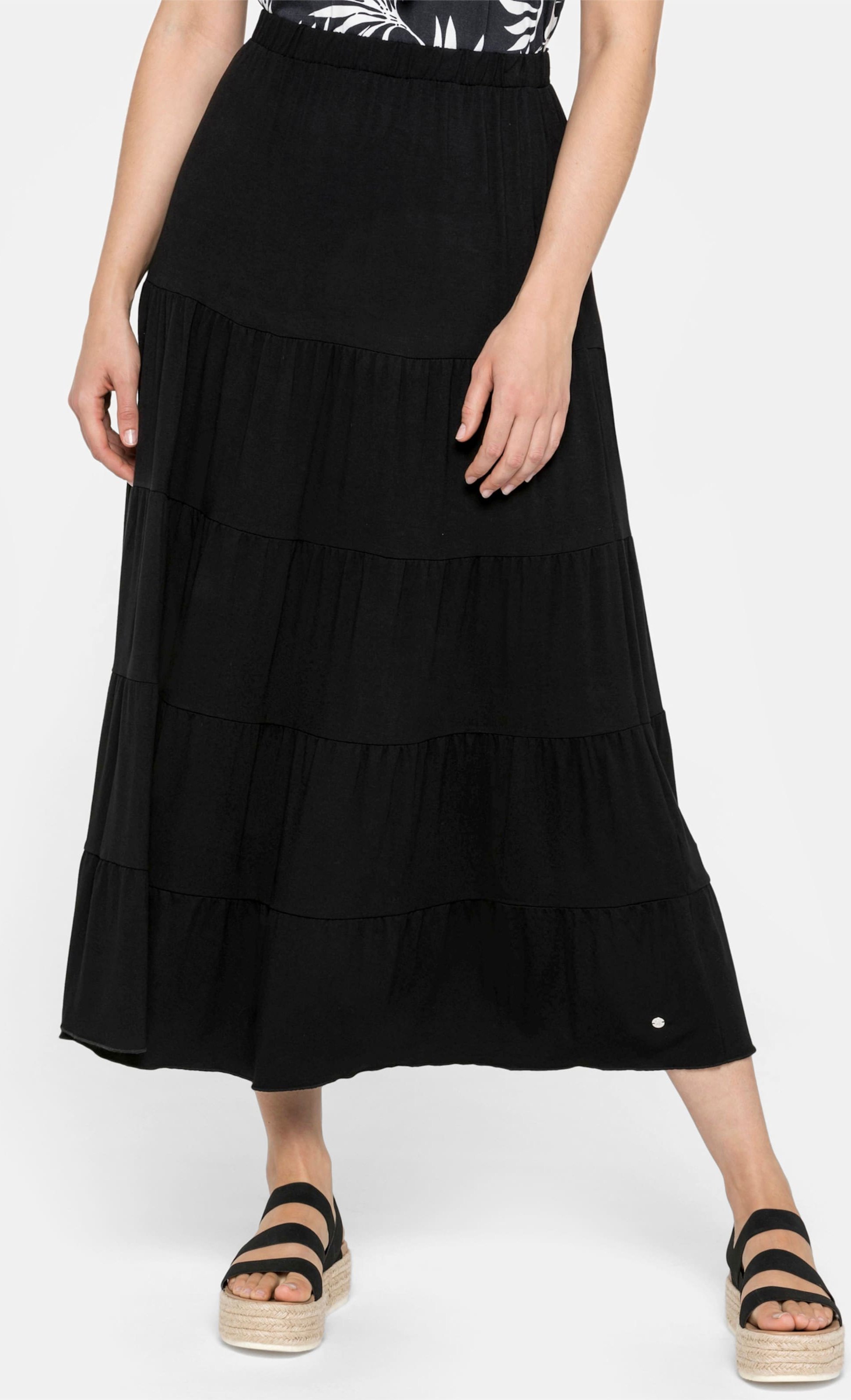 Sheego Jerseyrock mit stufigen Volants