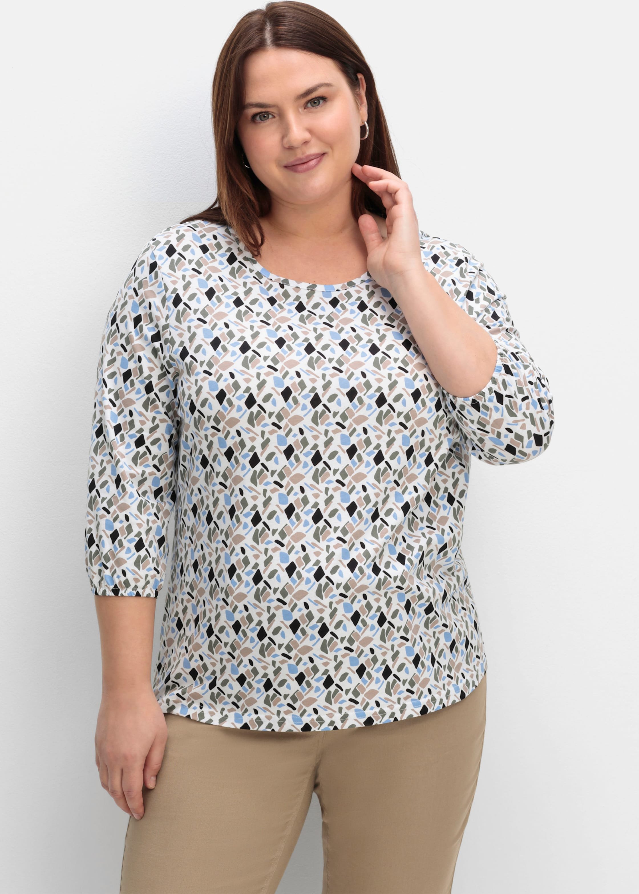 Sheego 3/4-Arm-Shirt im Grafik-Dessin