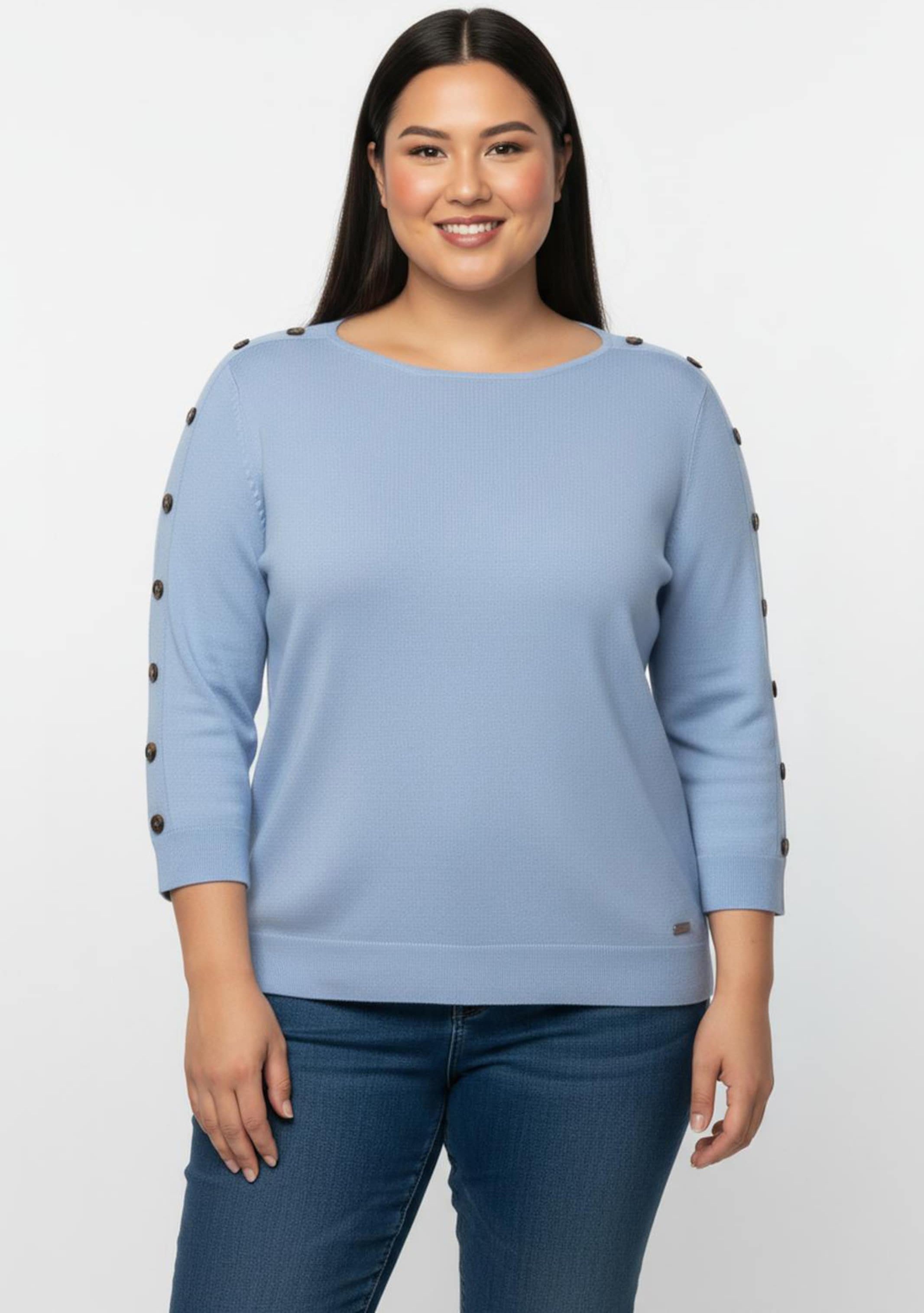 Sheego 3/4 Arm-Pullover mit Zierknopf-Detail