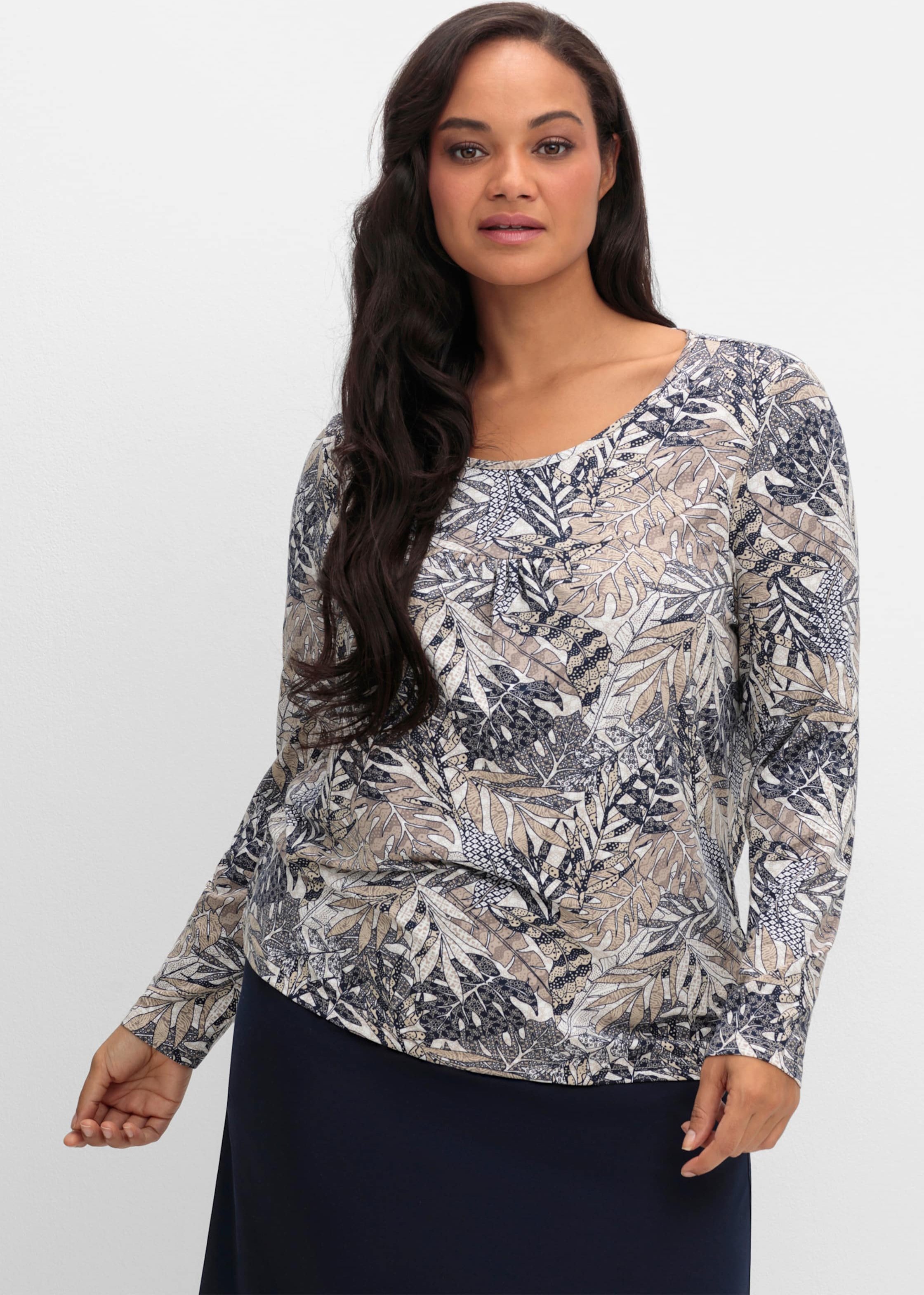 Sheego Print-Shirt mit Faltenpartie vorne