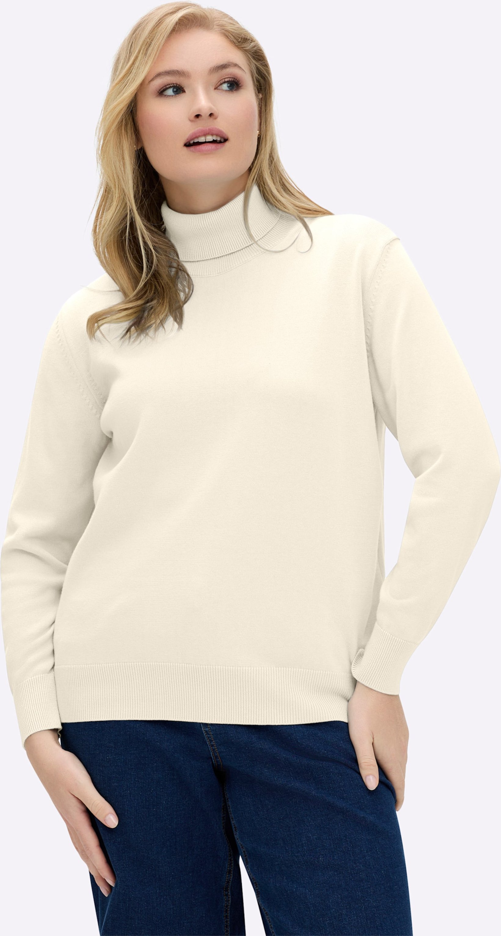 Sheego Rollkragenpullover aus reiner Baumwolle