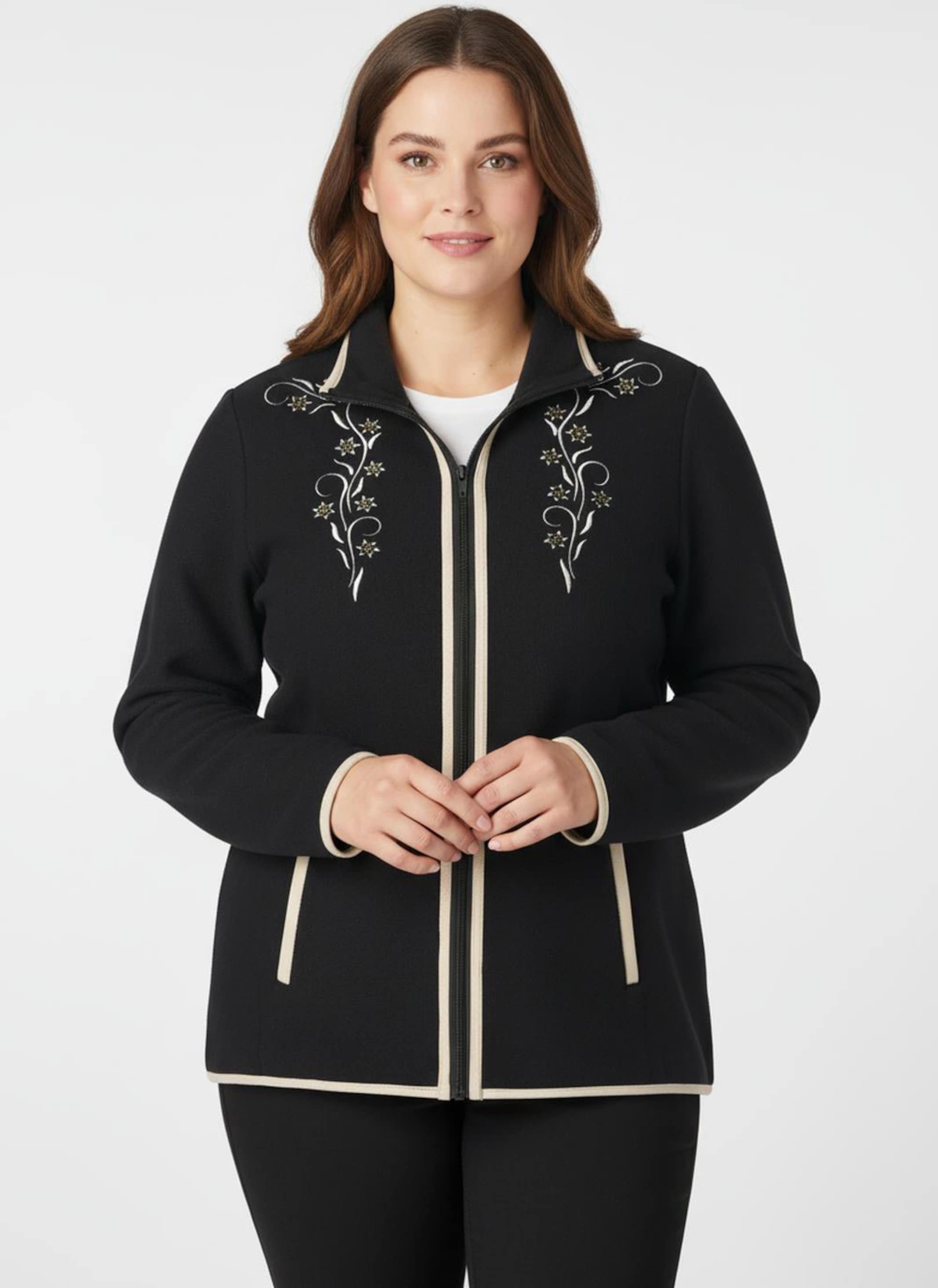 Sheego Fleecejacke mit Stickerei