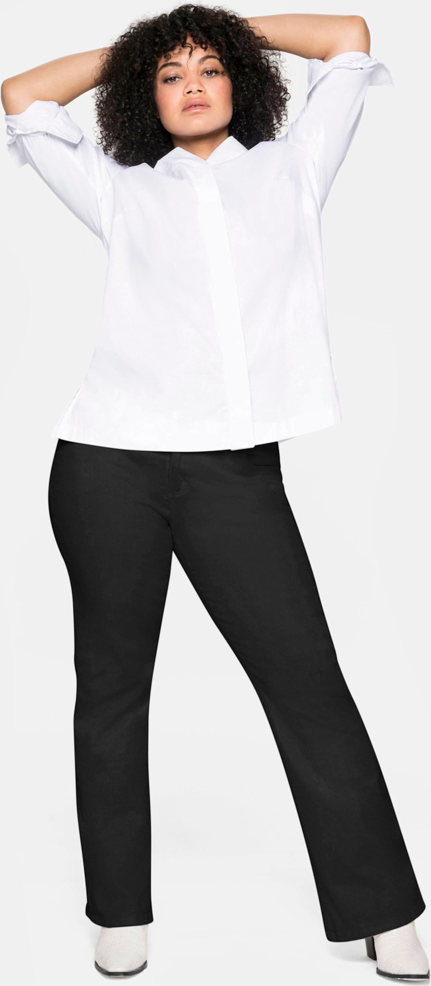 Sheego Hemdbluse mit tiefem V-Ausschnitt