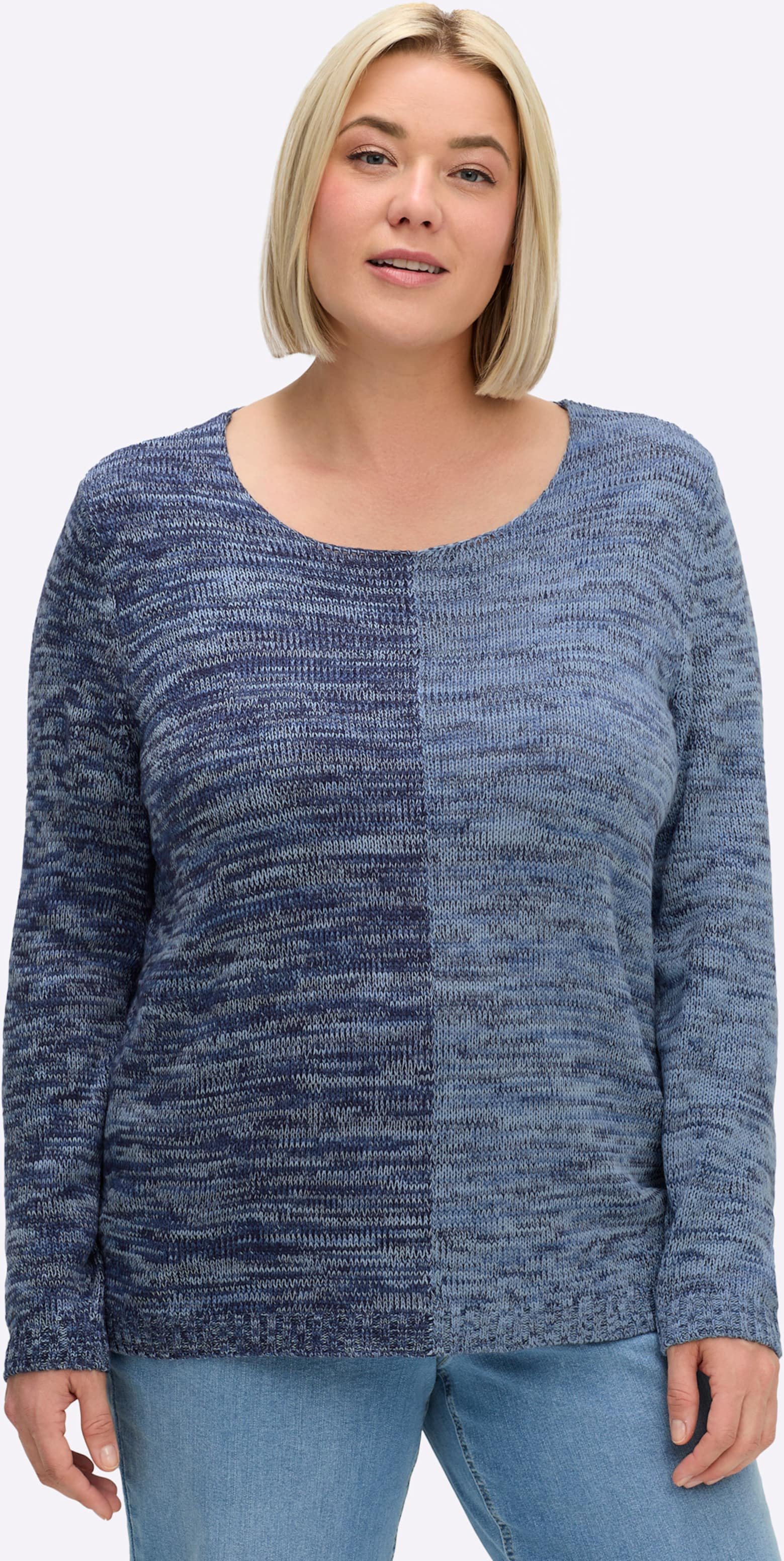 Sheego Langarm-Pullover im 2-farbigen Melange-Strick