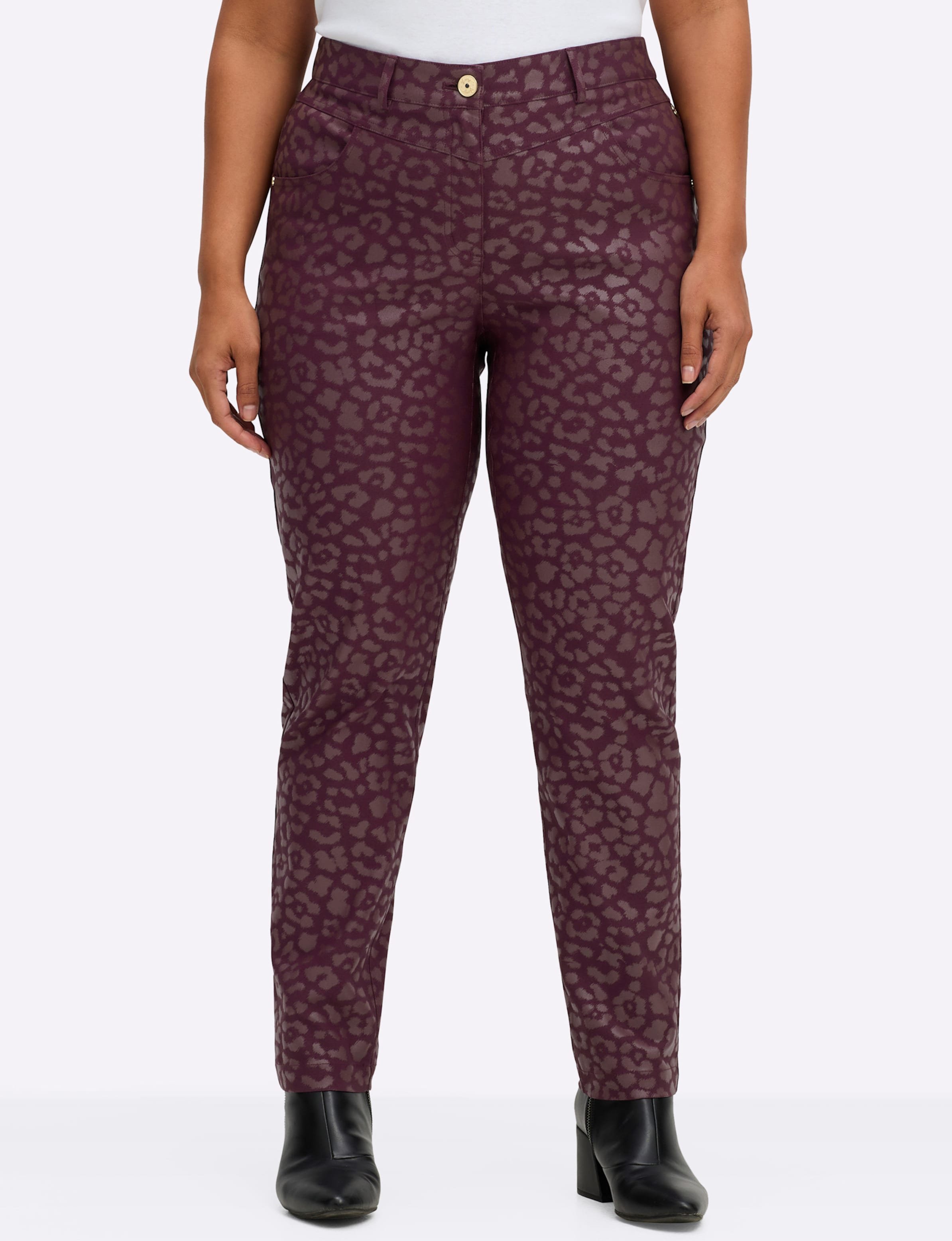 Sheego Bengalinhose mit beschichtetem Leo-Print