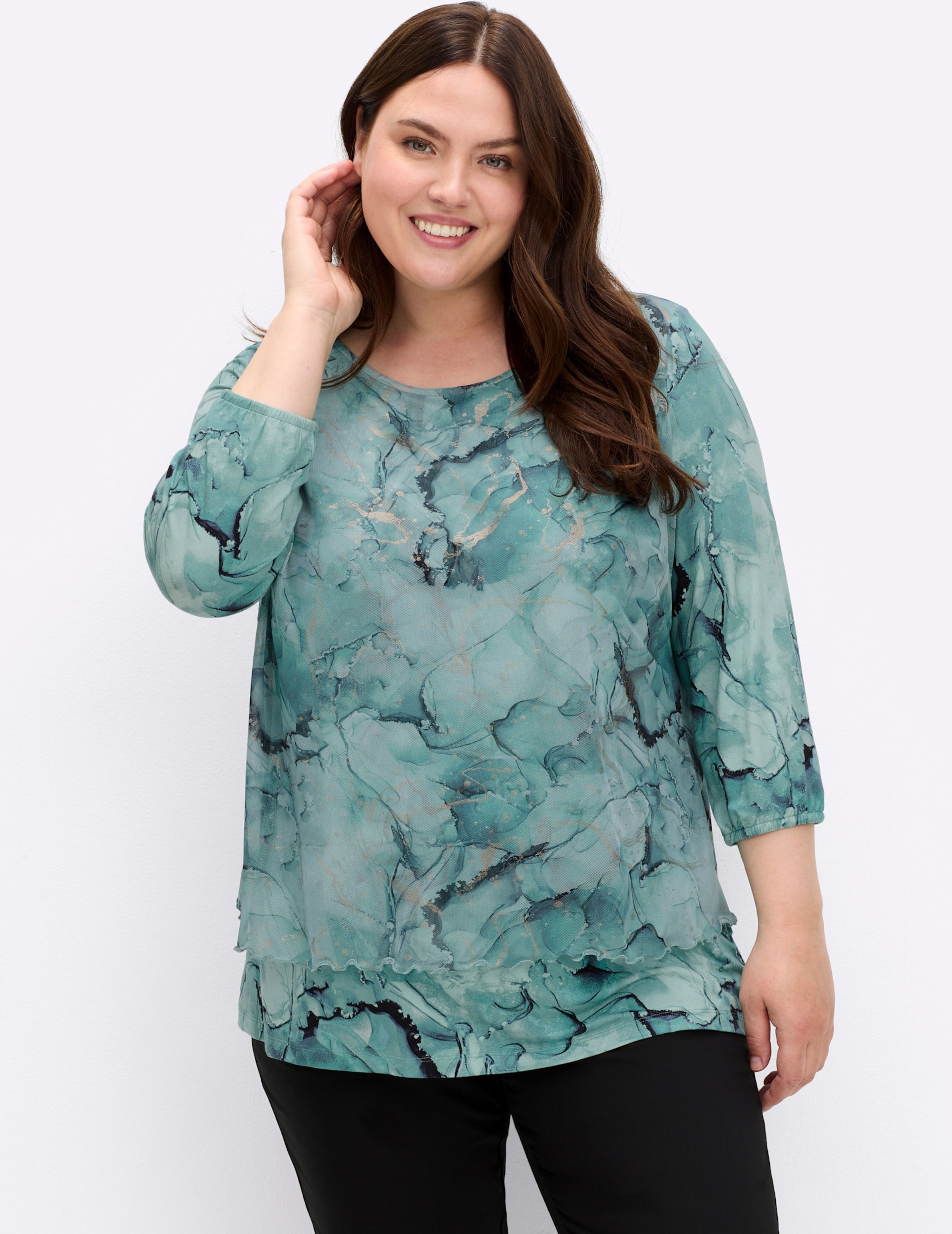 Thumbnail - Sheego 3/4-Arm-Shirt in Mesh-Qualität