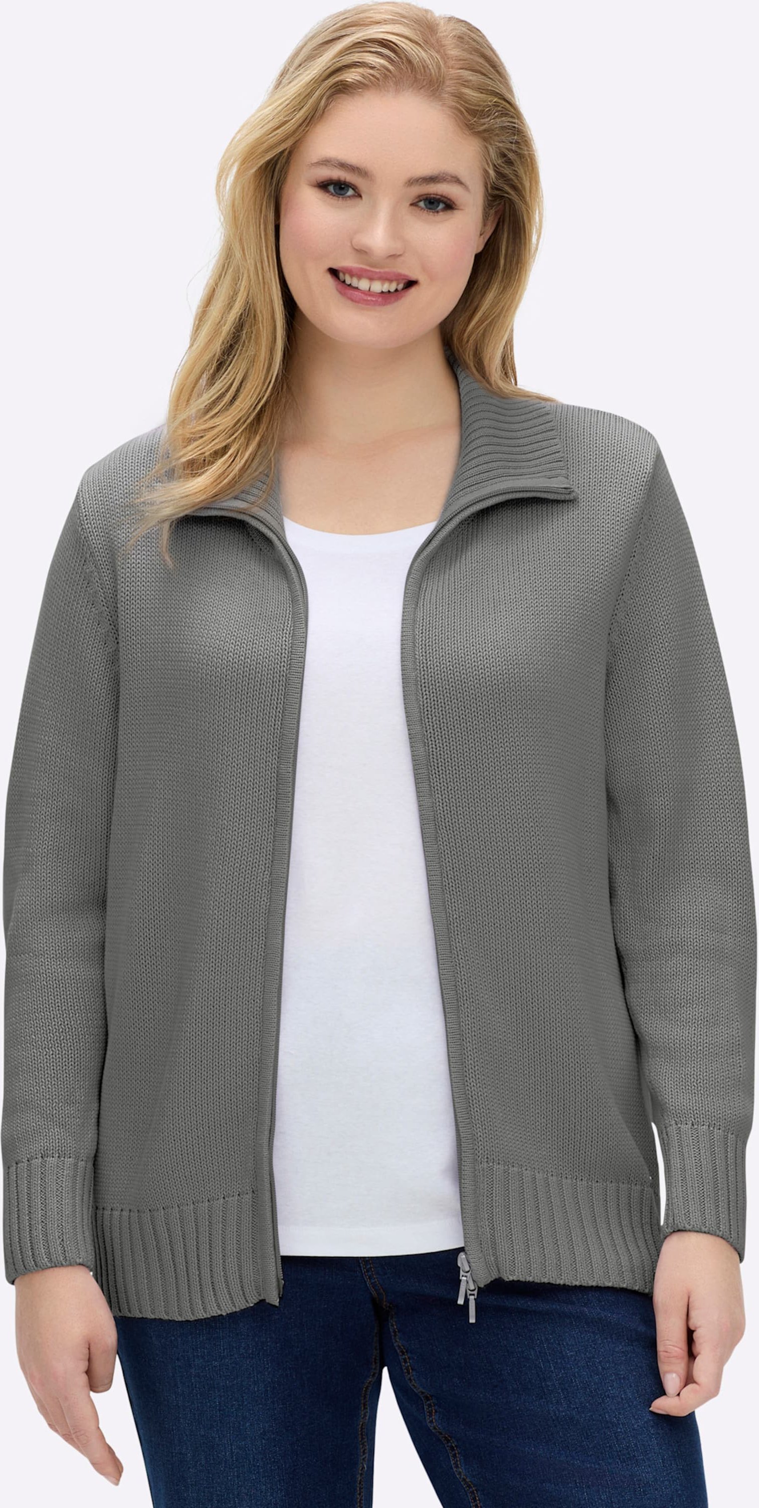 Thumbnail - Sheego Strickjacke mit 2-Wege-Reißverschluss