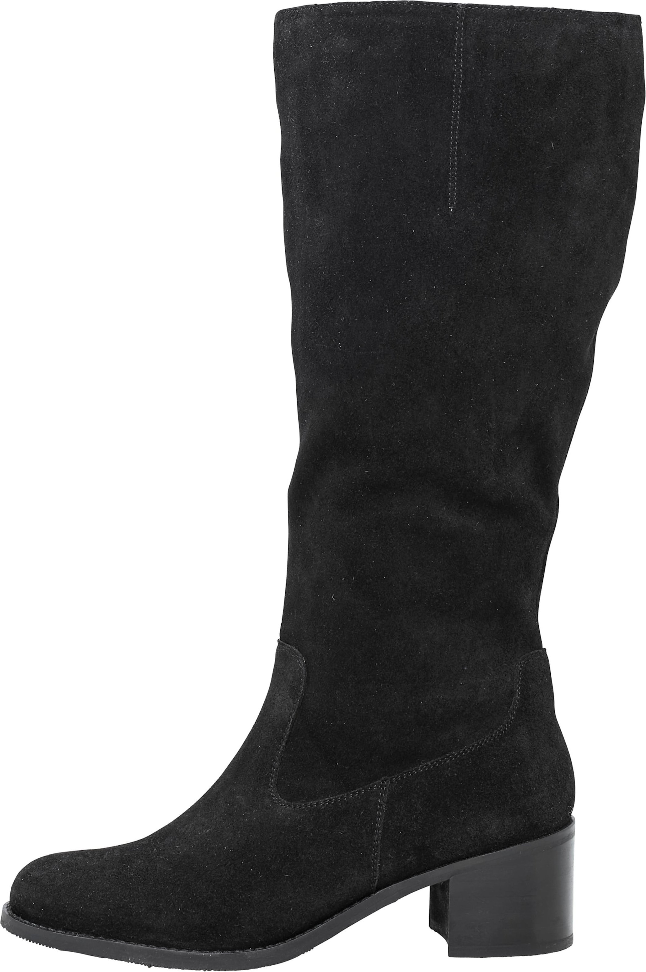 Sheego Weitschaftstiefel mit Stretcheinsatz, aus Veloursleder
