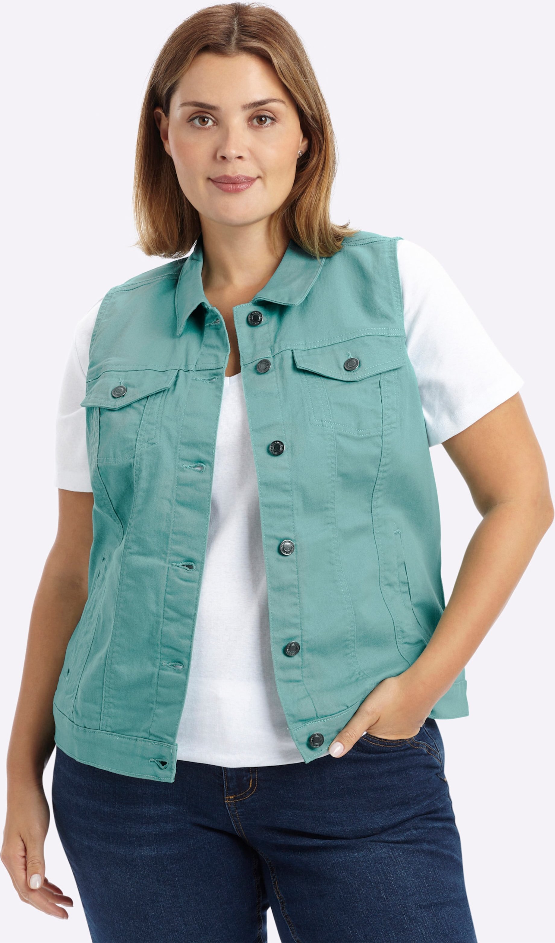 Thumbnail - Sheego Jeansweste mit weitenverstellbarem Saum