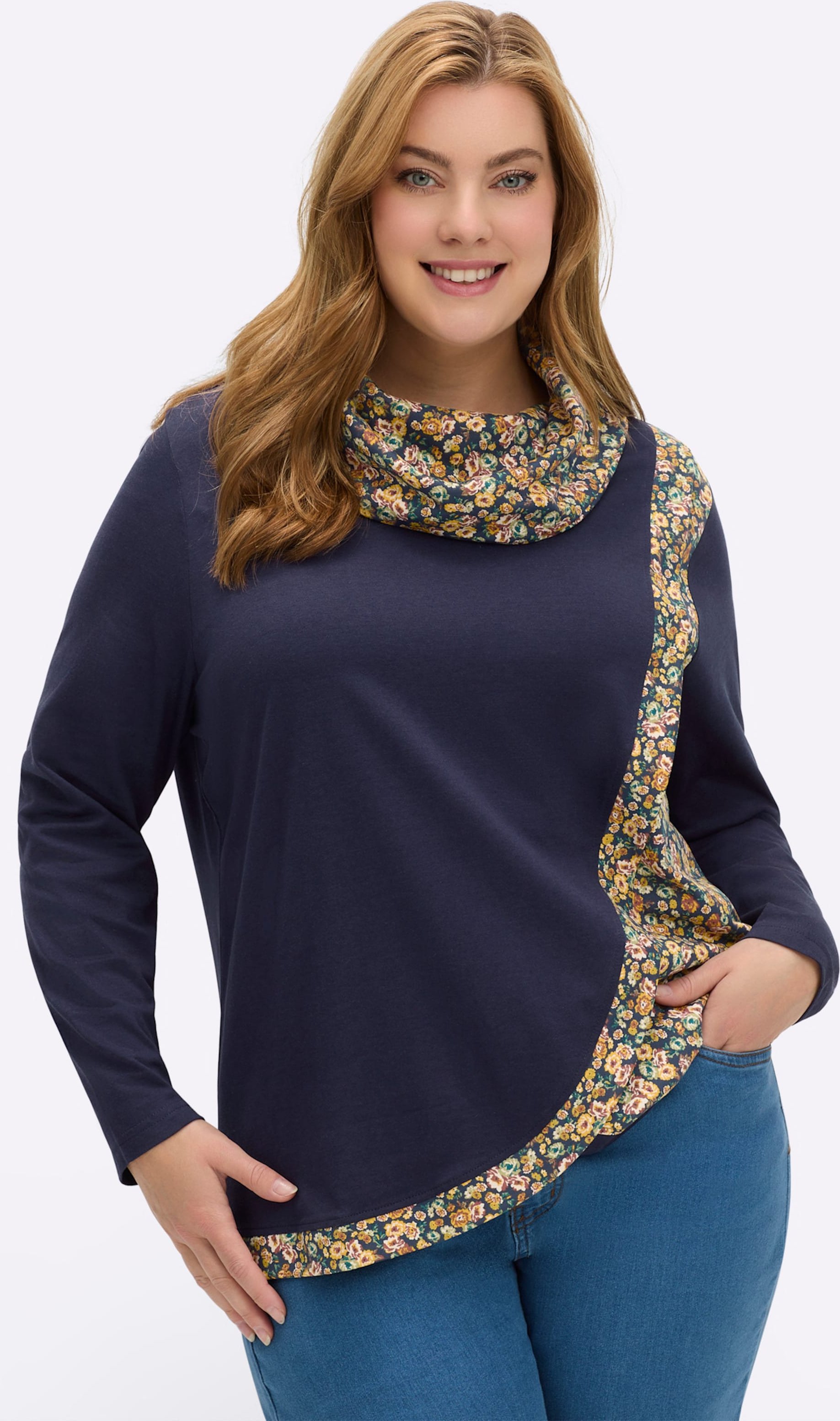 Sheego Rollkragenshirt in Wickel-Optik