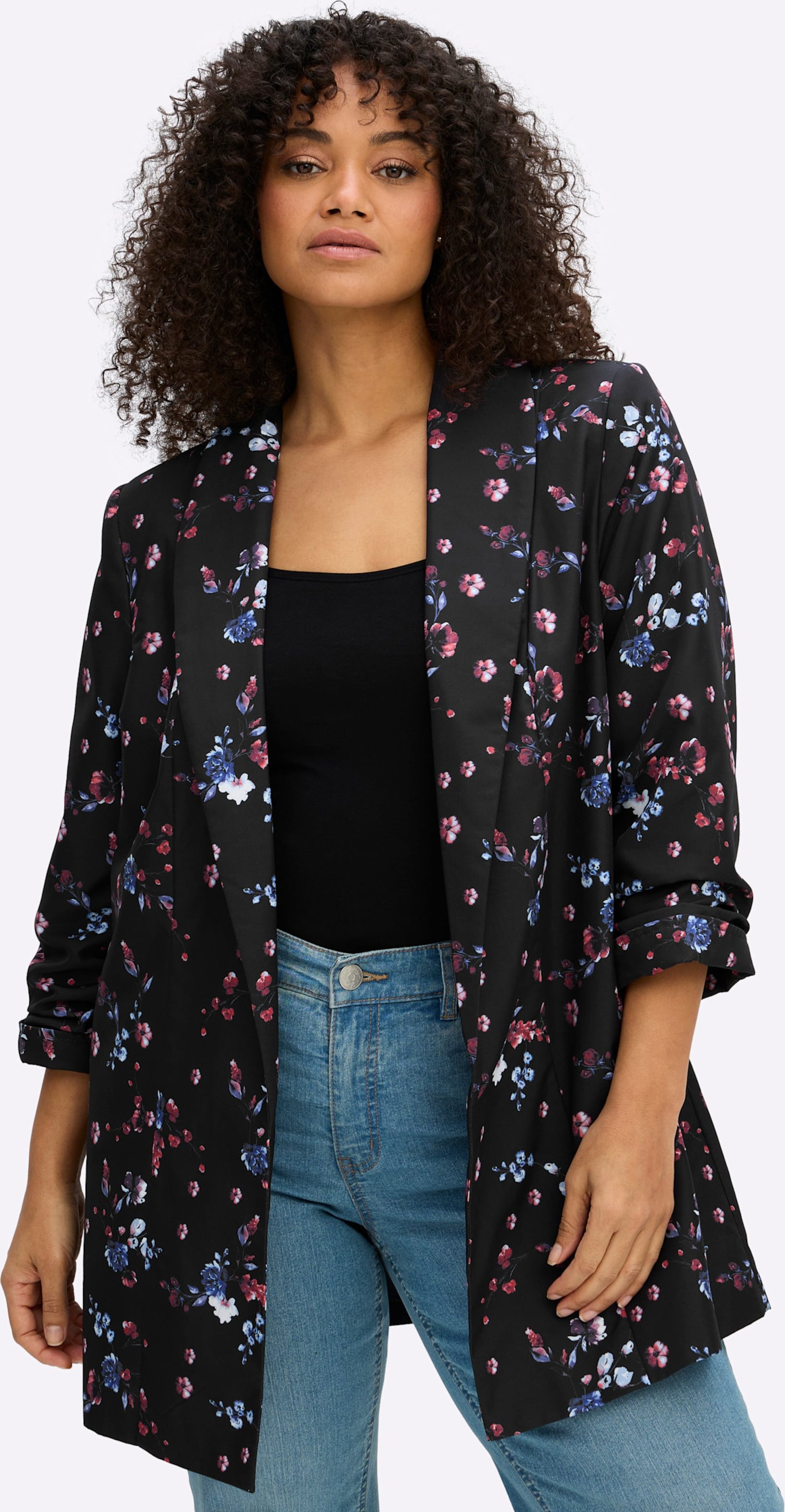 Sheego Blazer mit Blumen-Alloverprint