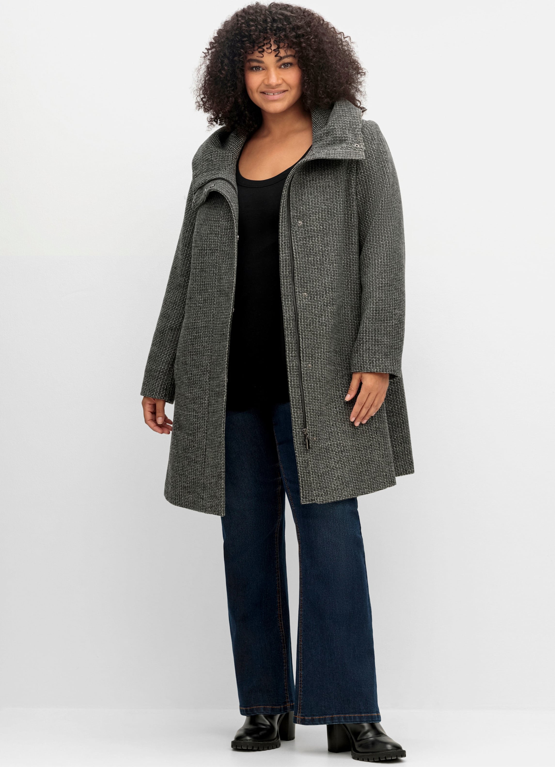 Sheego Kurzmantel mit Wollanteil