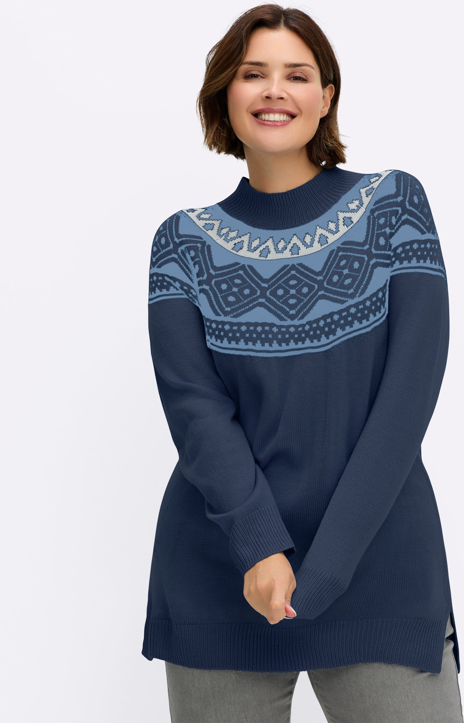 Sheego Longpullover mit Norwegermuster