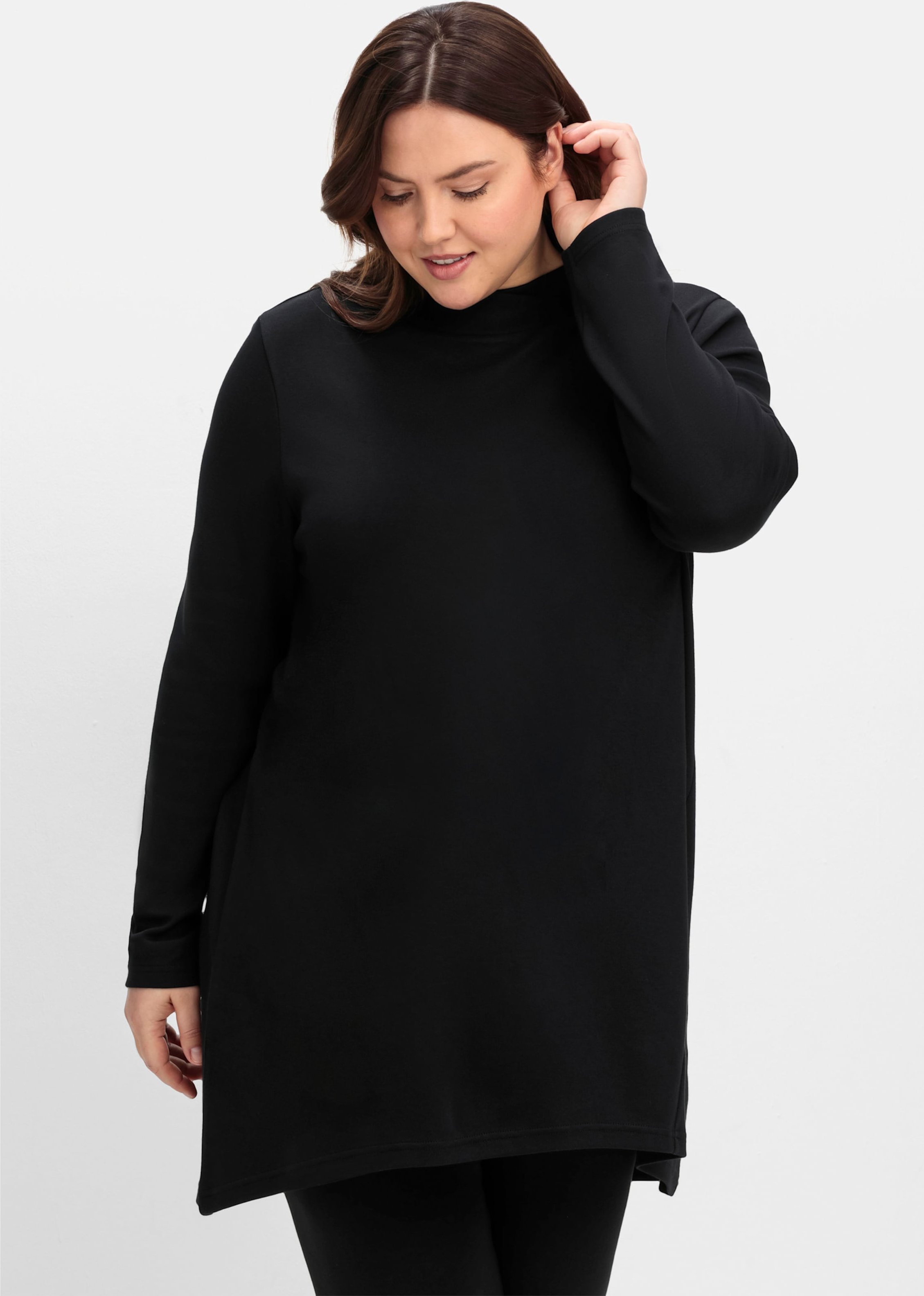 Sheego Longshirt mit asymmetrischem Stehkragen