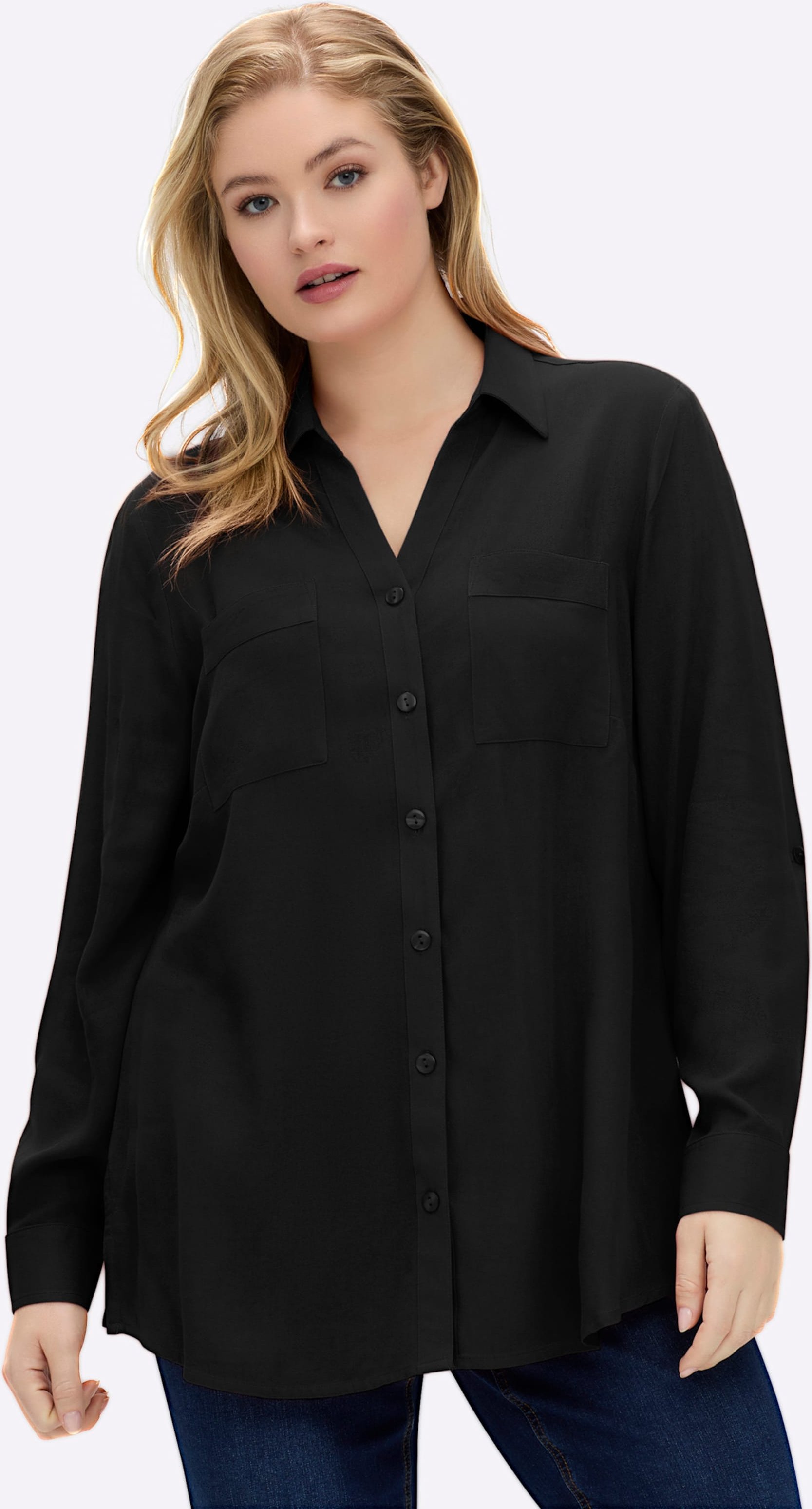 Sheego Hemdbluse mit Krempelärmeln