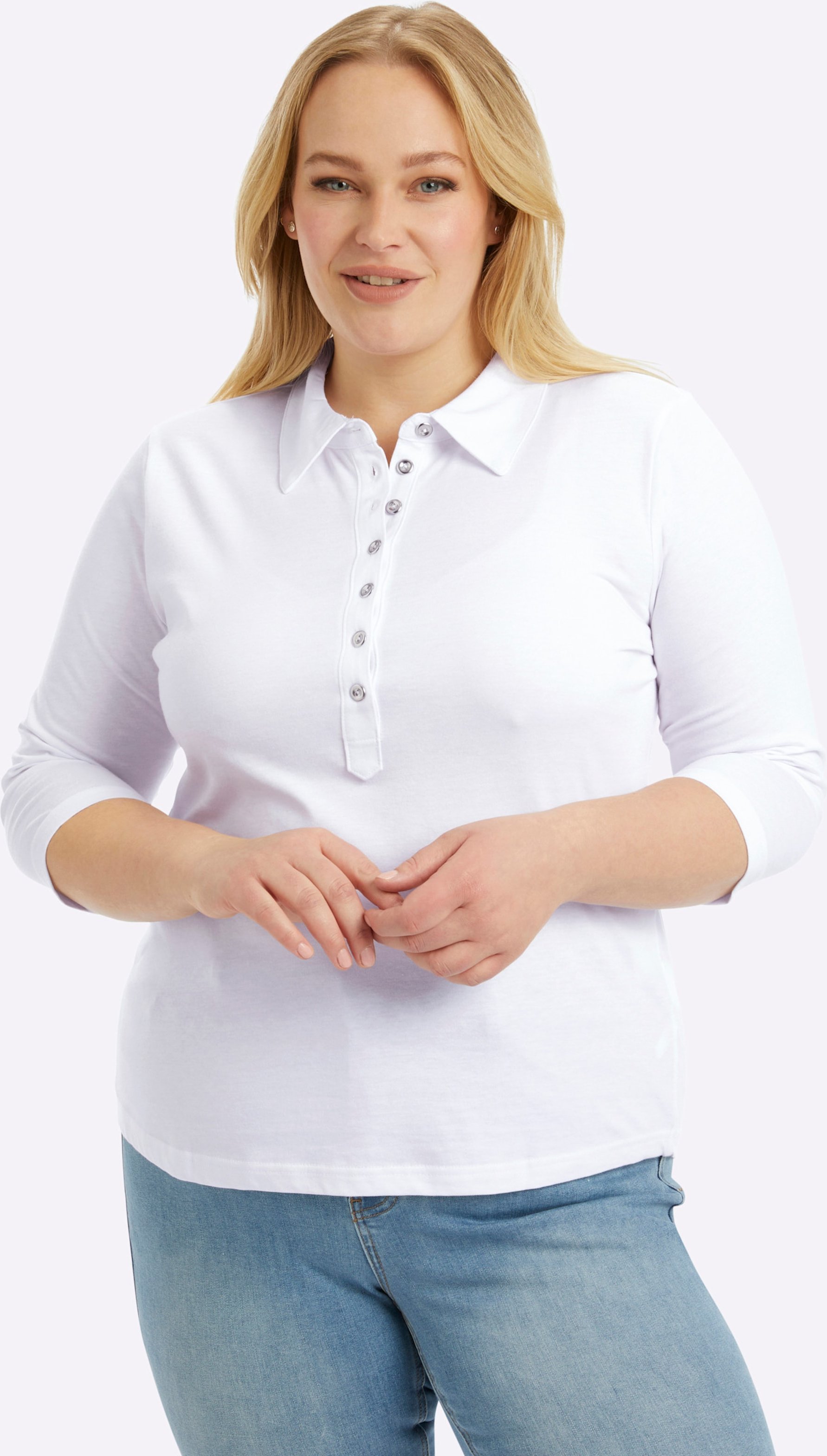 Thumbnail - Sheego Poloshirt mit langer Knopfleiste