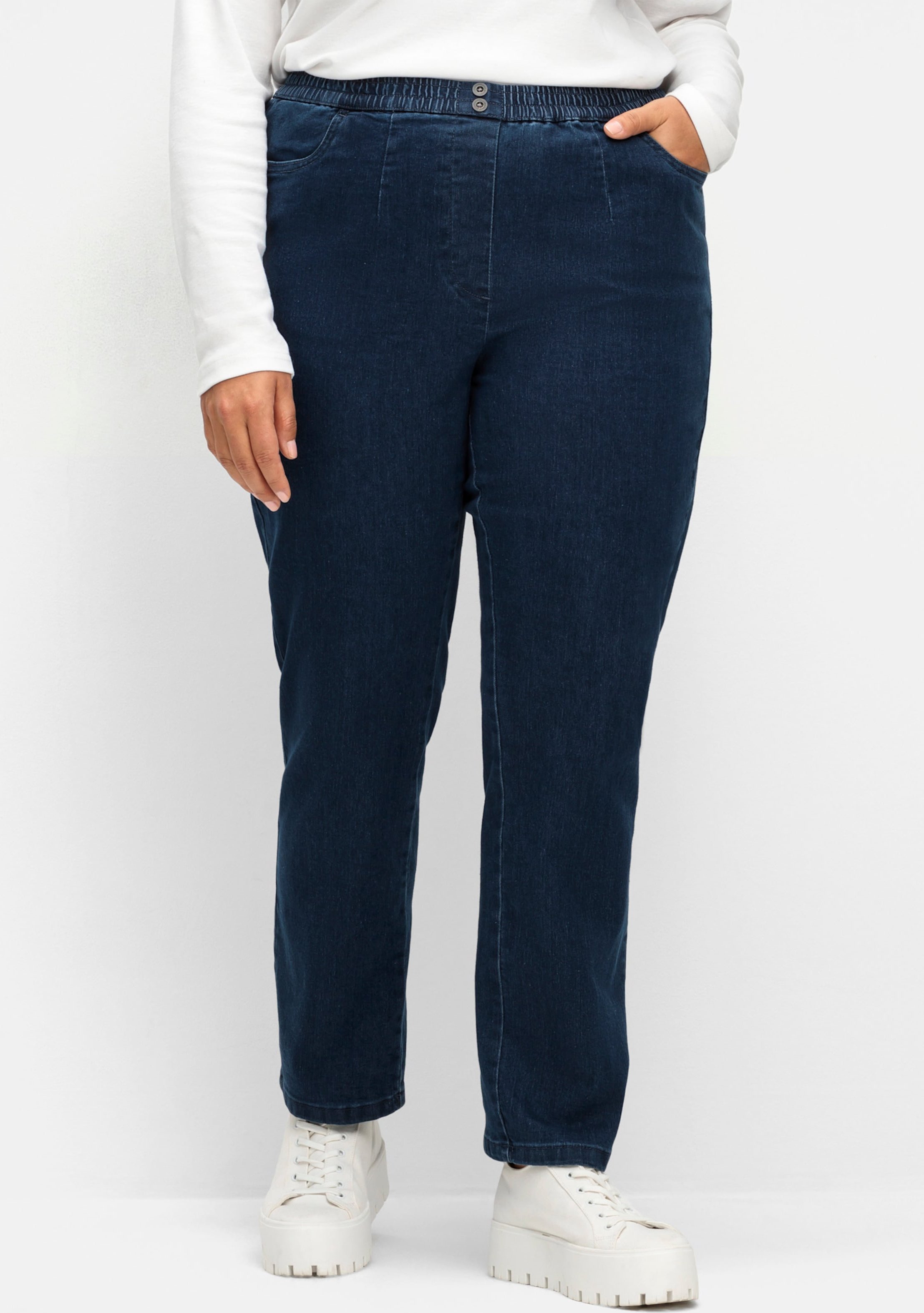 Sheego Schlupfjeans mit imitierter Reißverschluss-Blende