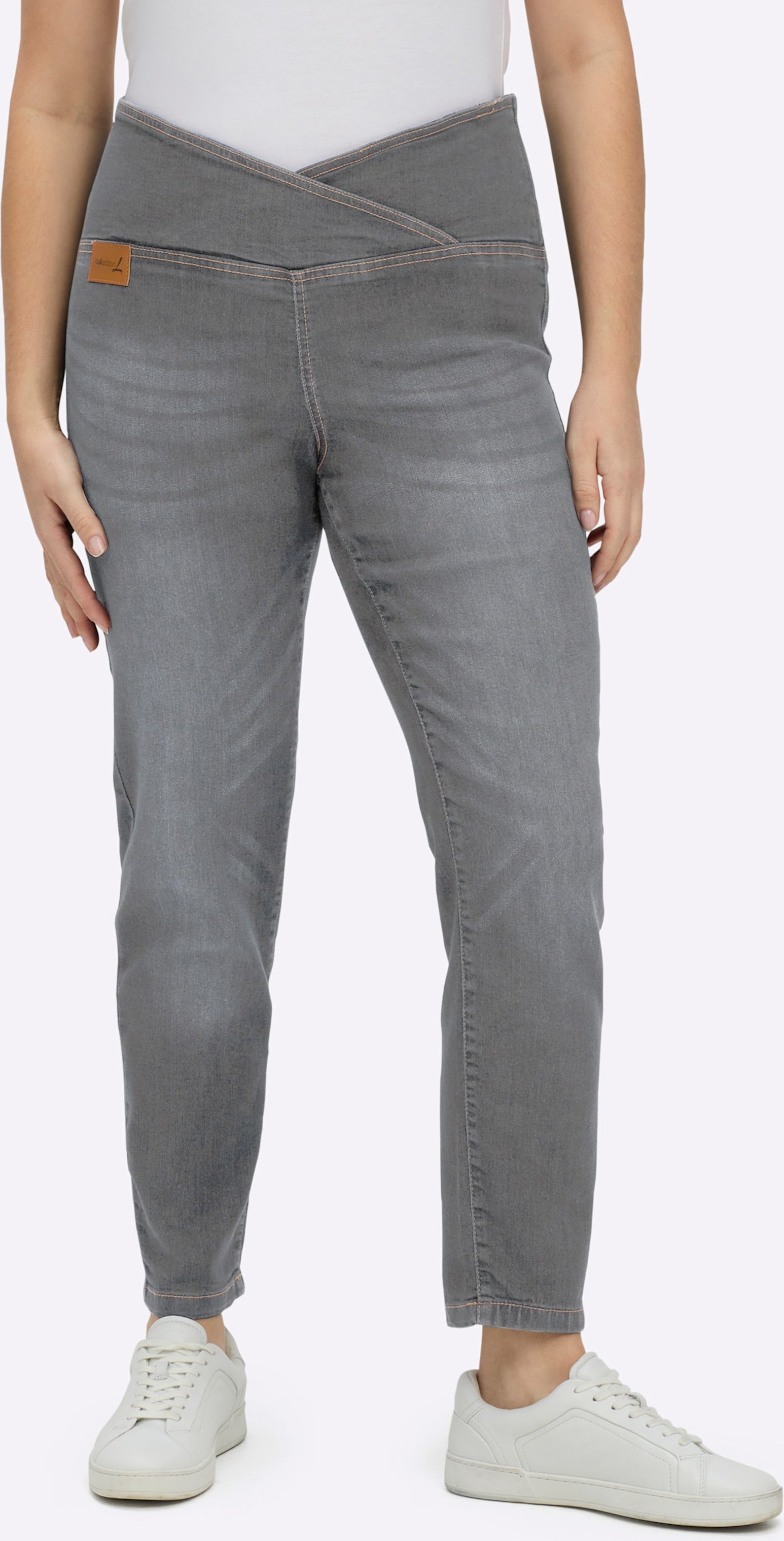 Sheego Stretch-Jeans mit überlappendem Bund