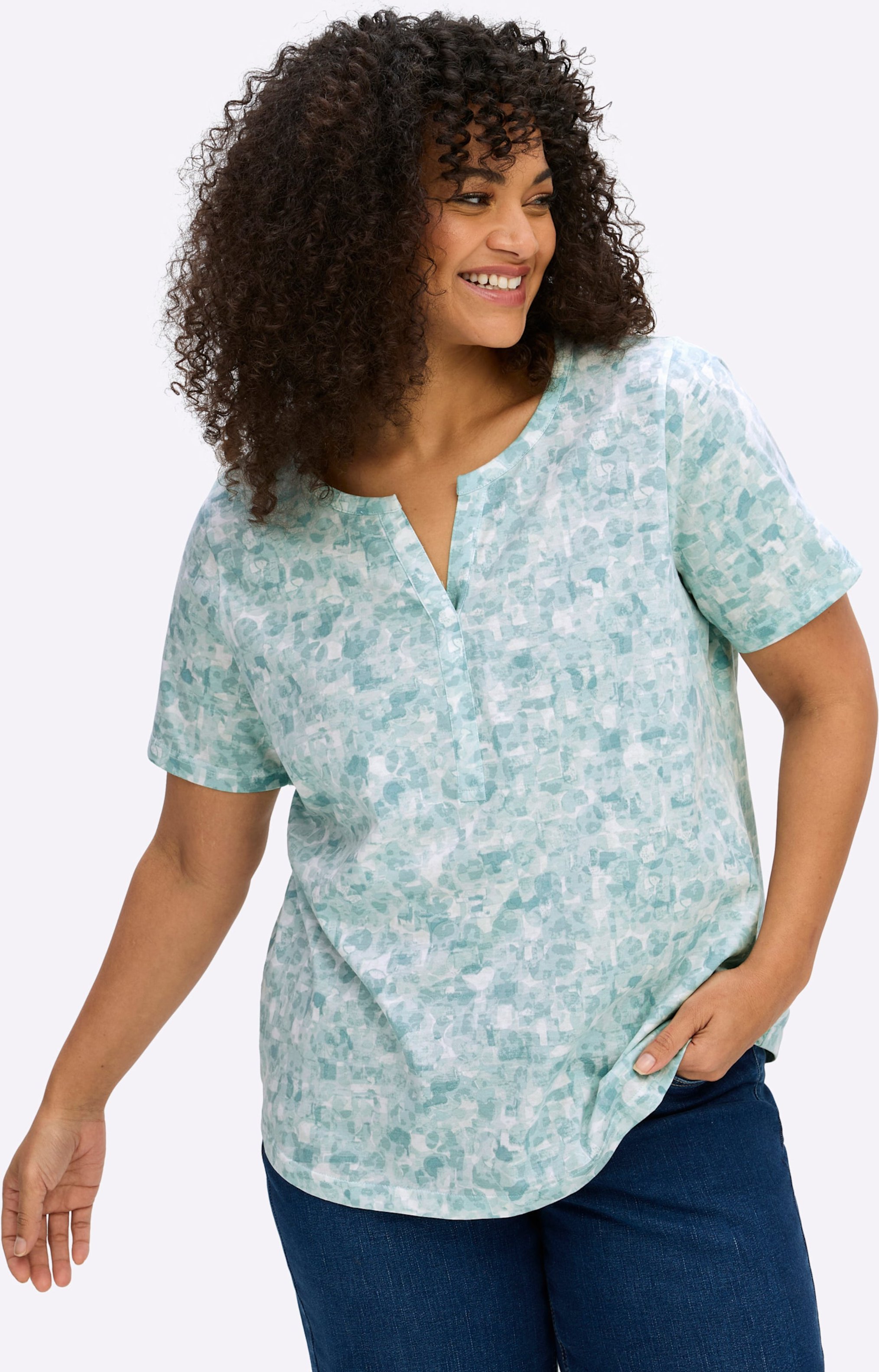 Sheego Kurzarmshirt in Baumwoll-Qualität