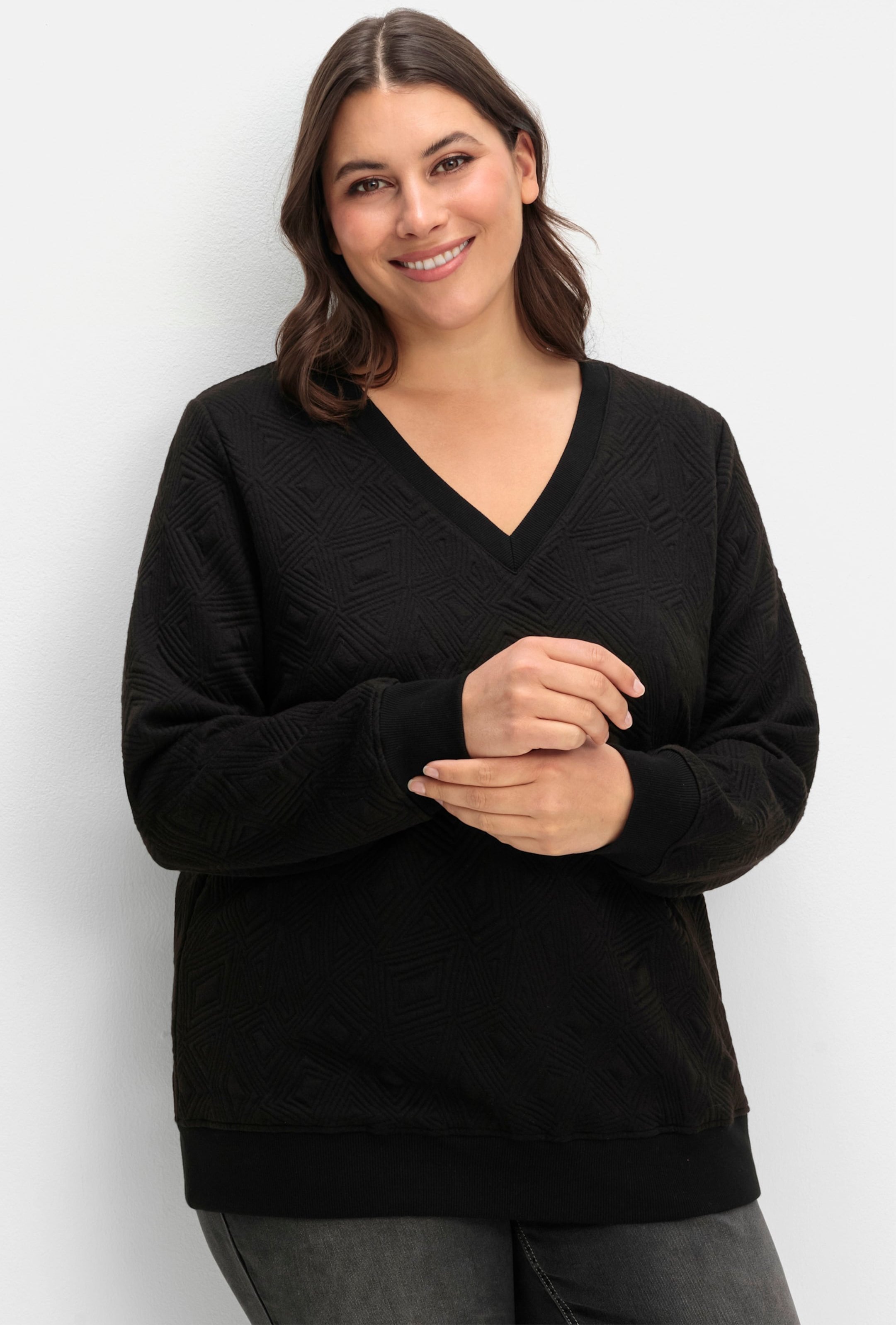 Sheego Sweatshirt mit gestepptem Muster