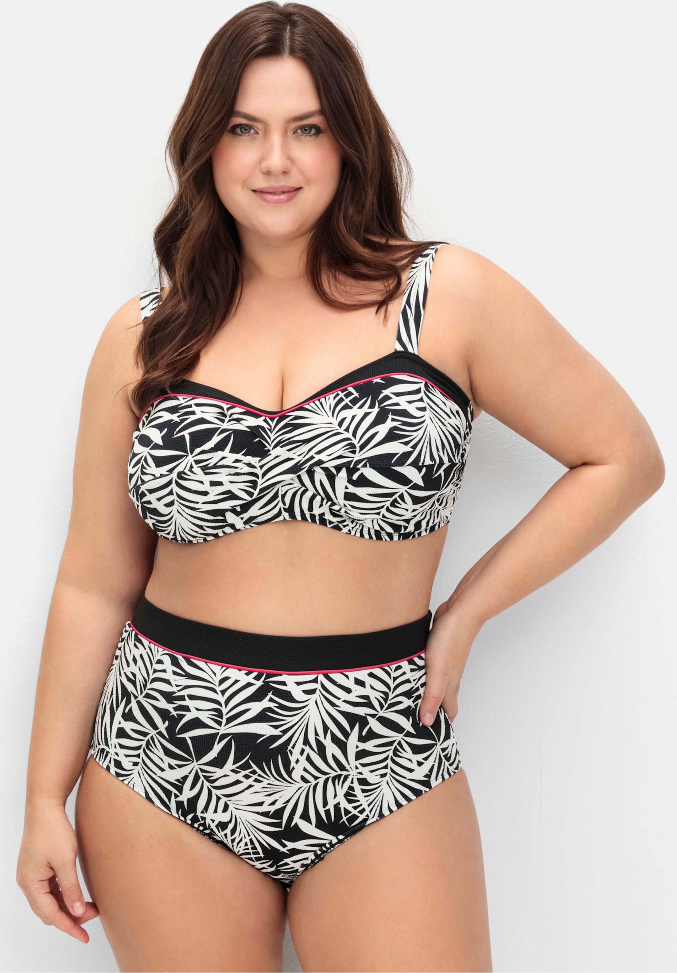 Sheego Bikini-Hose mit Blätterprint und Shaping-Effekt