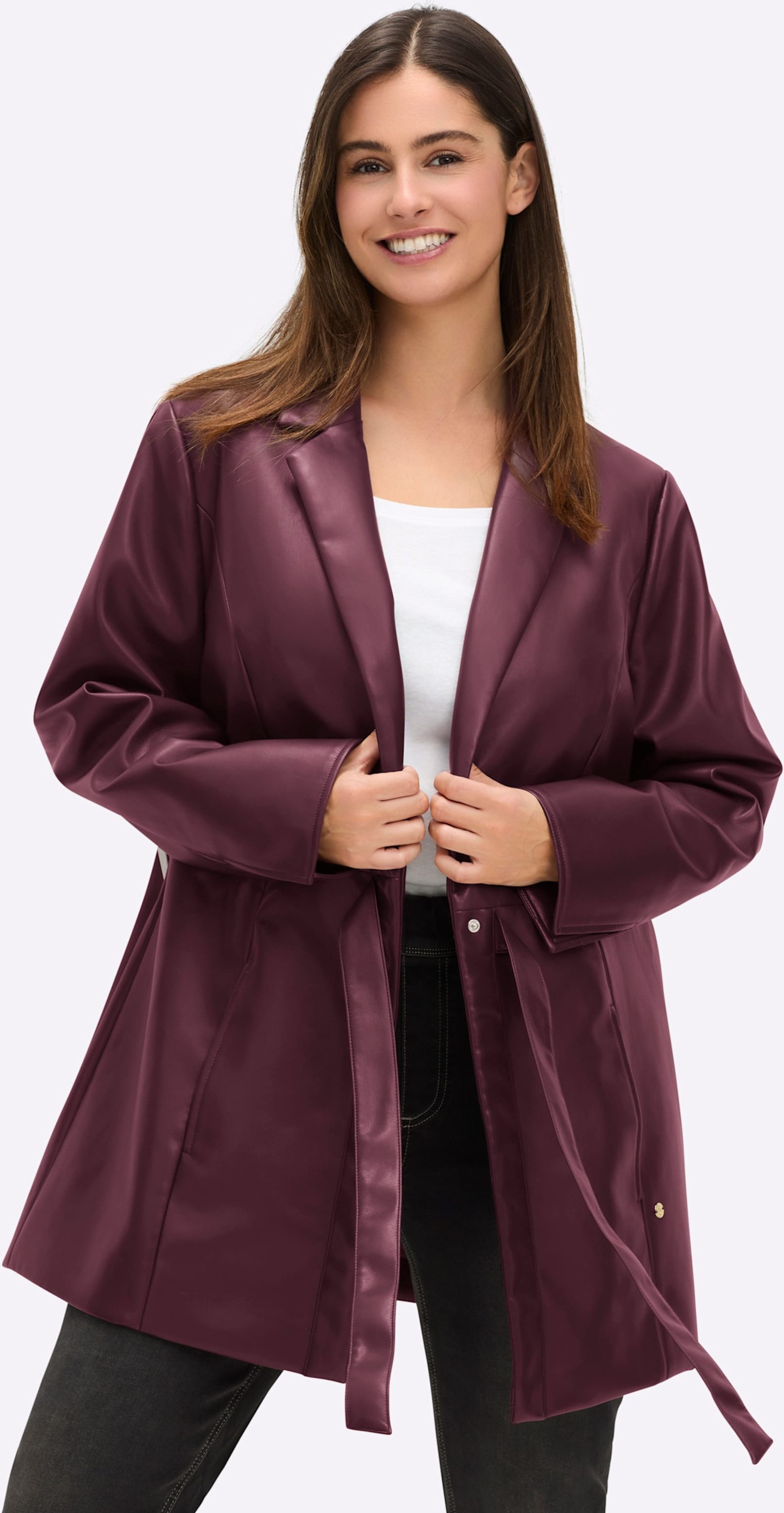 Sheego Jacke in Blazer-Optik, mit Bindeband