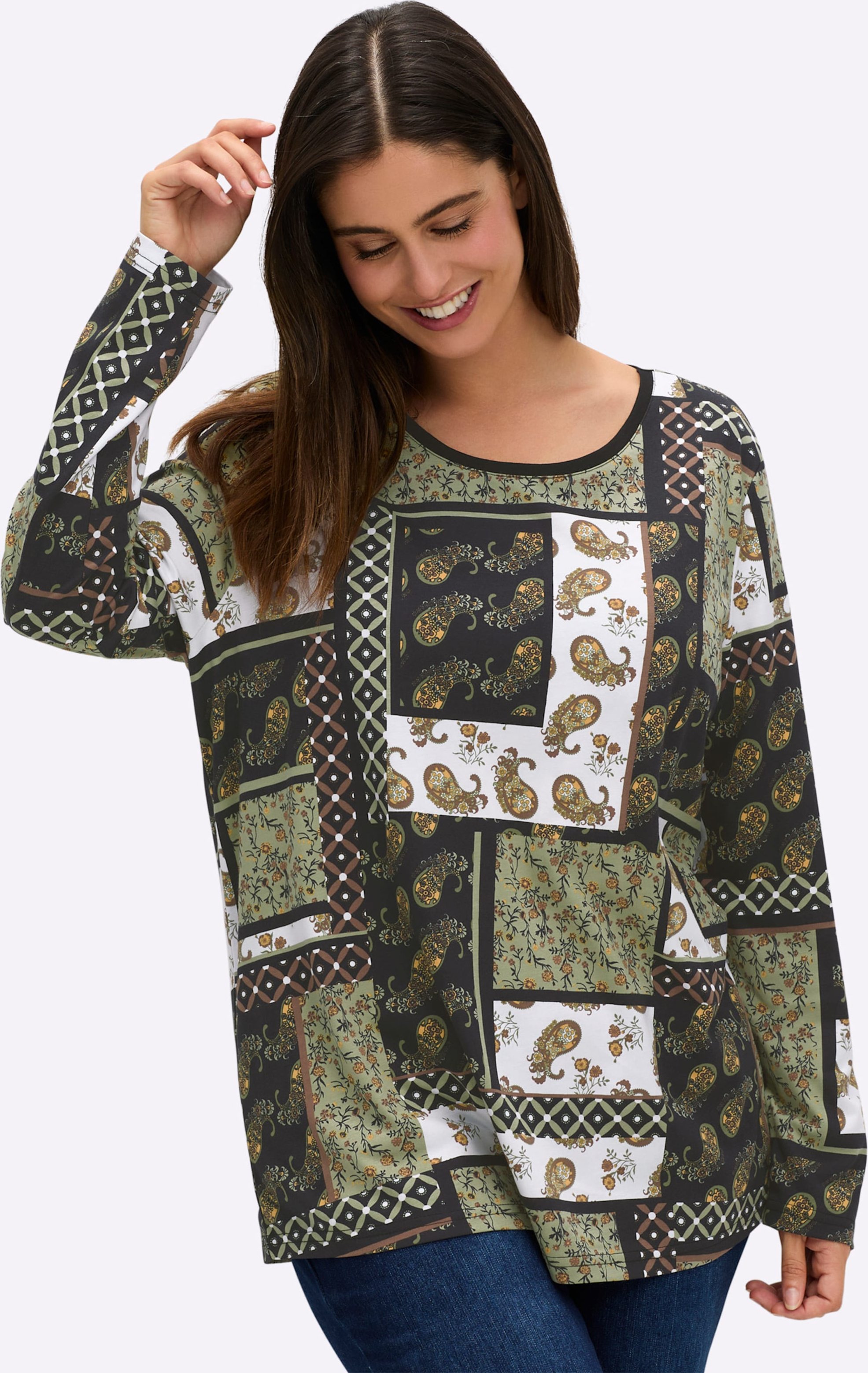 Thumbnail - Sheego Langarmshirt im Patchwork-Dessin