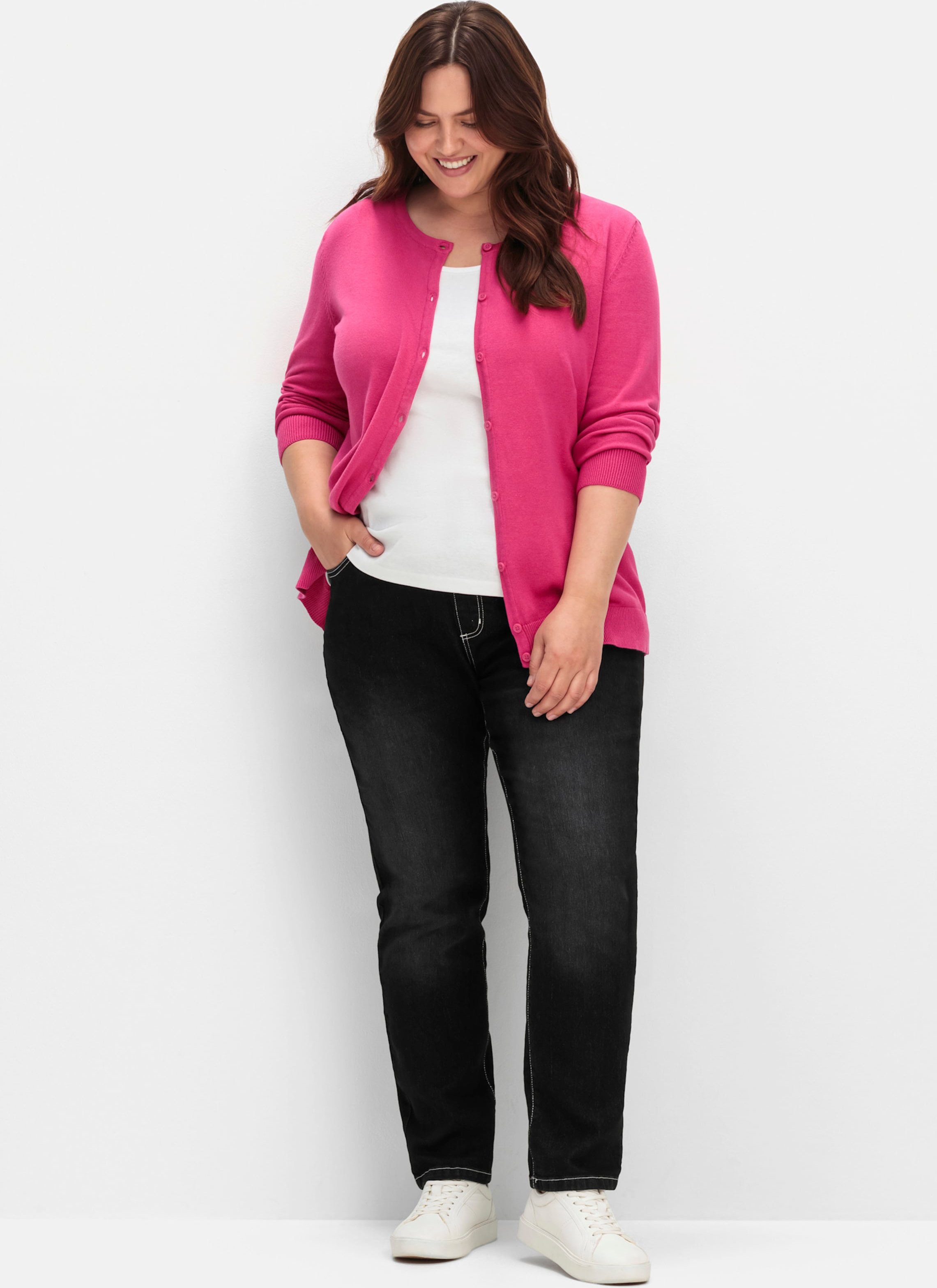 Sheego Strickjacke aus reiner Baumwolle