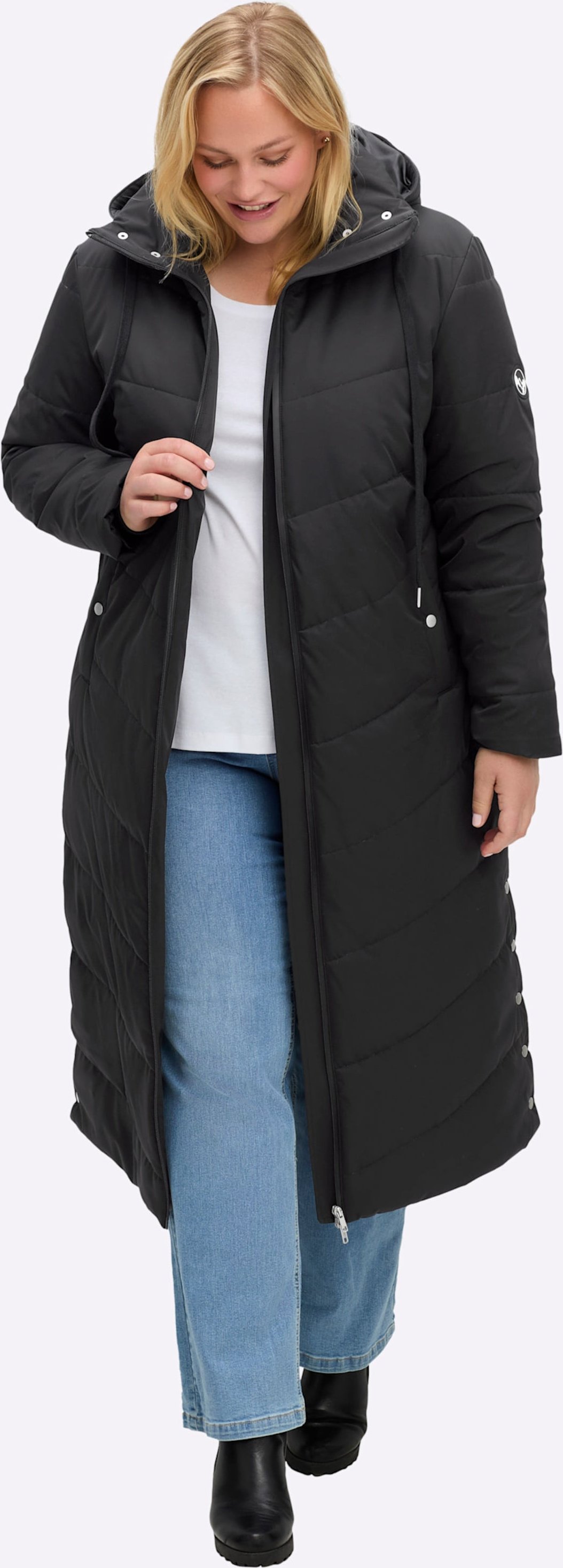 Sheego Steppmantel mit Stehkragen und Kapuze