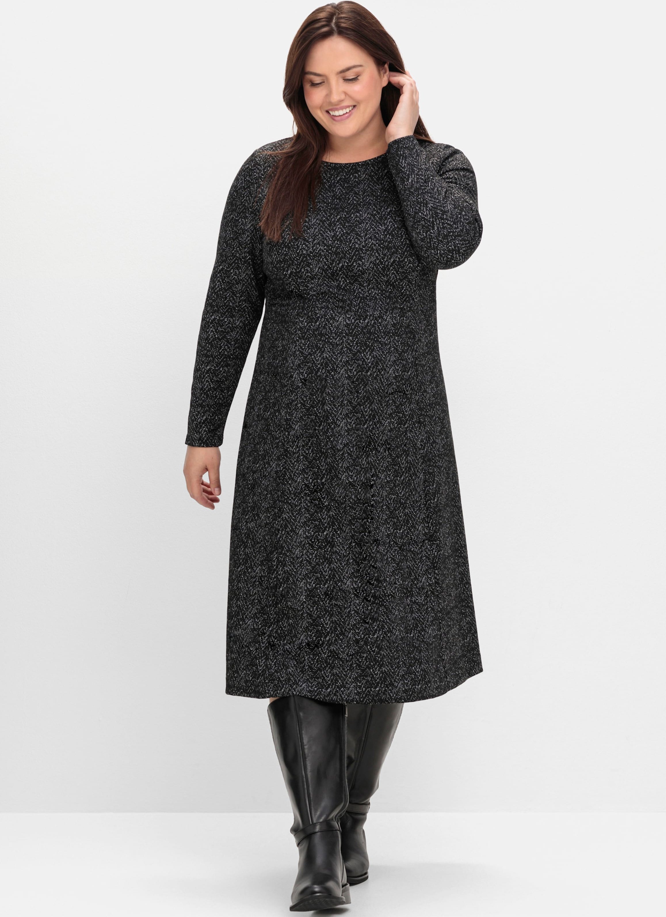 Sheego Shirtkleid mit Jacquardmuster bedruckt