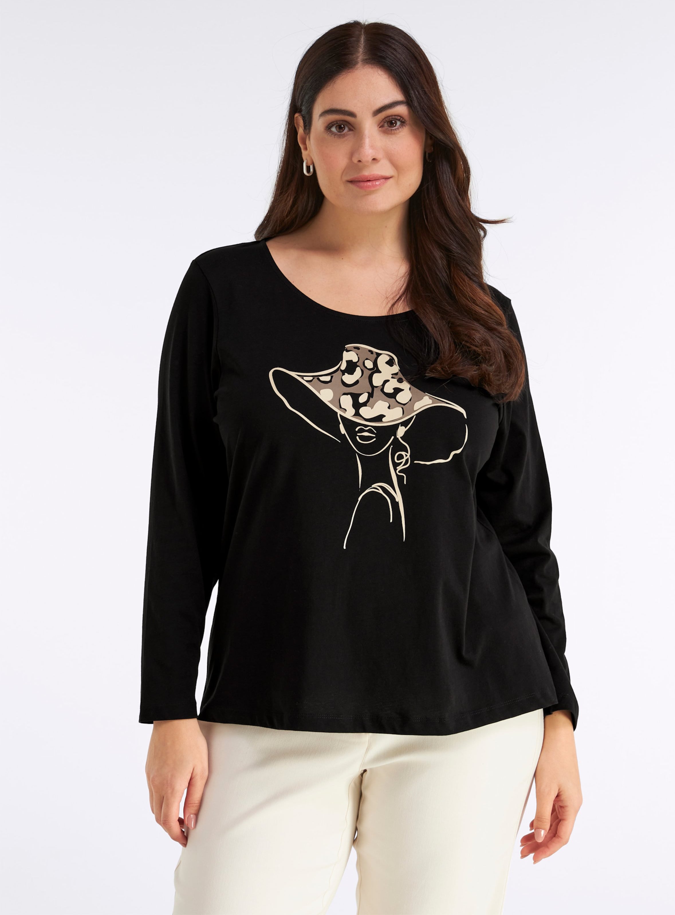 Sheego Langarmshirt mit Druck vorne