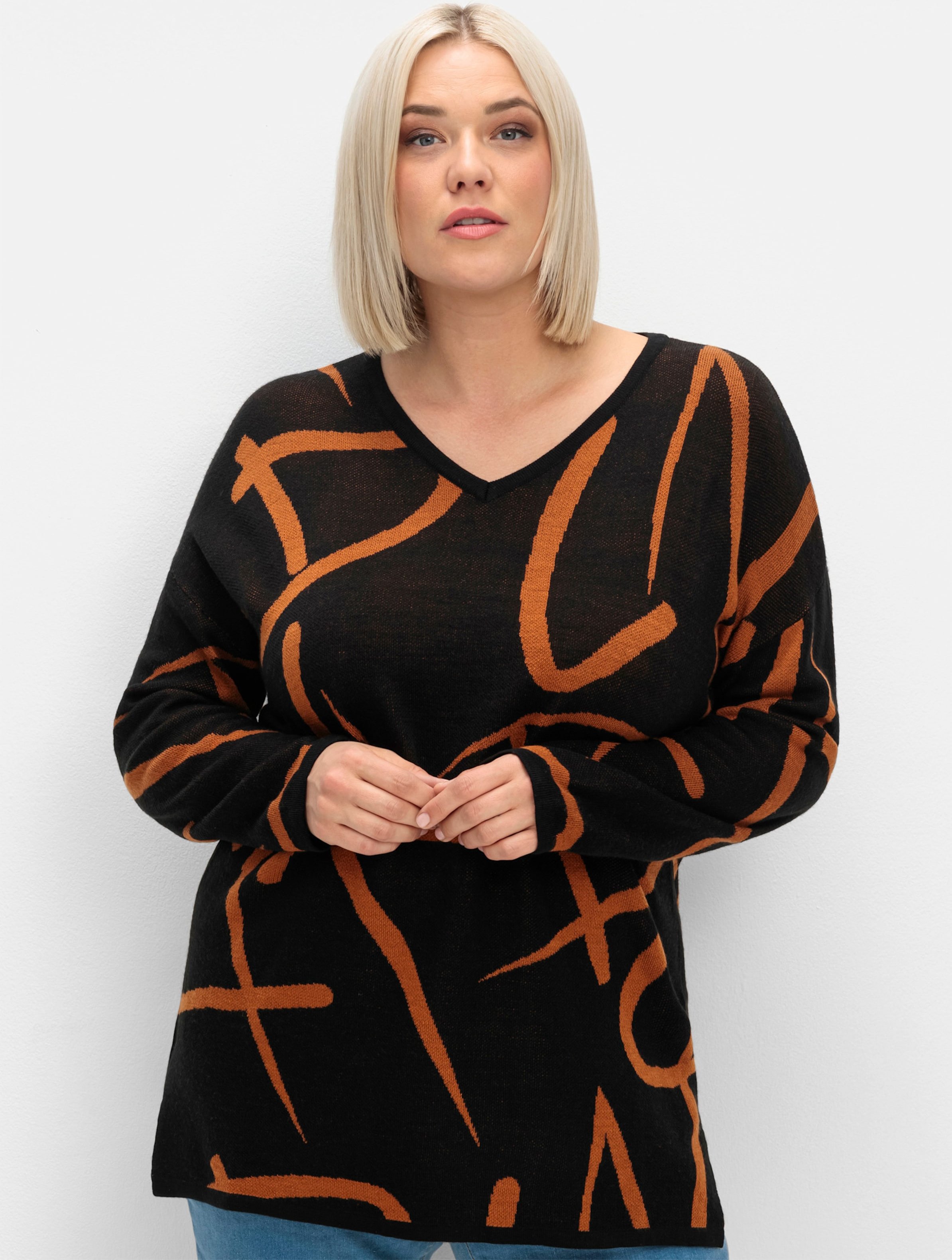 Sheego Longpullover mit Seitenschlitzen