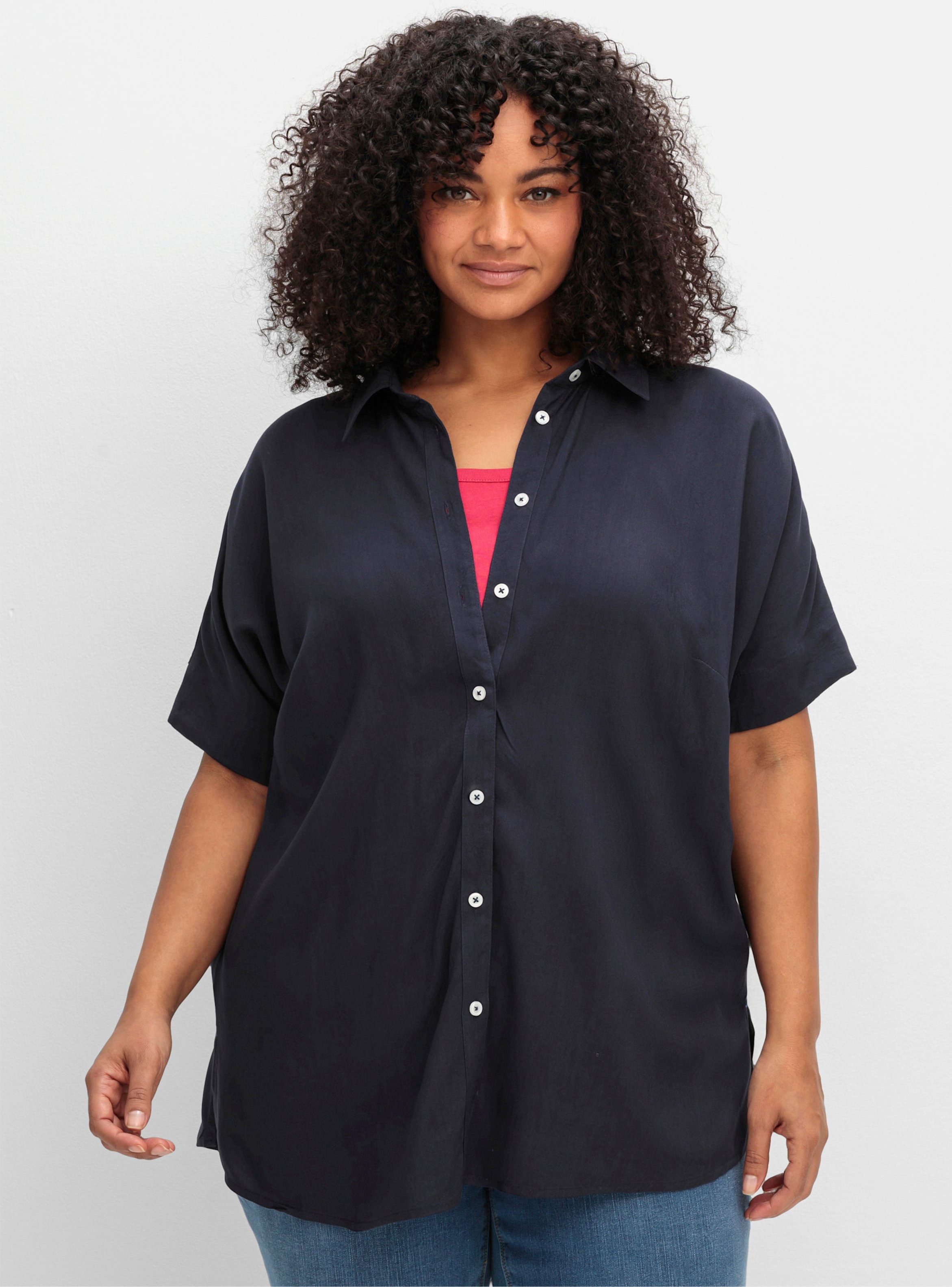 Sheego Hemdbluse mit überschnittenen Schultern