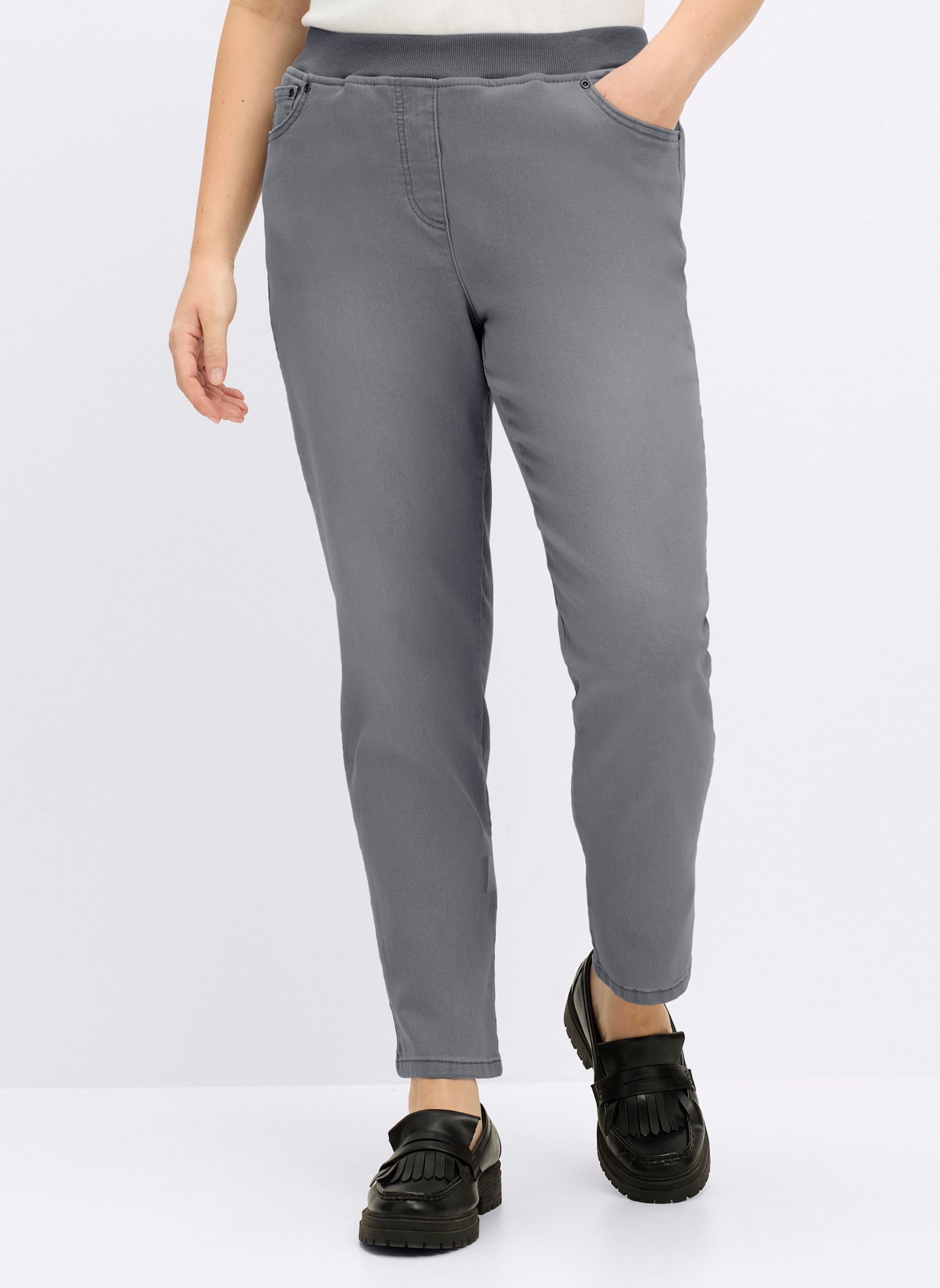 Thumbnail - Sheego Schlupfjeans mit geripptem Strick-Dehnbund