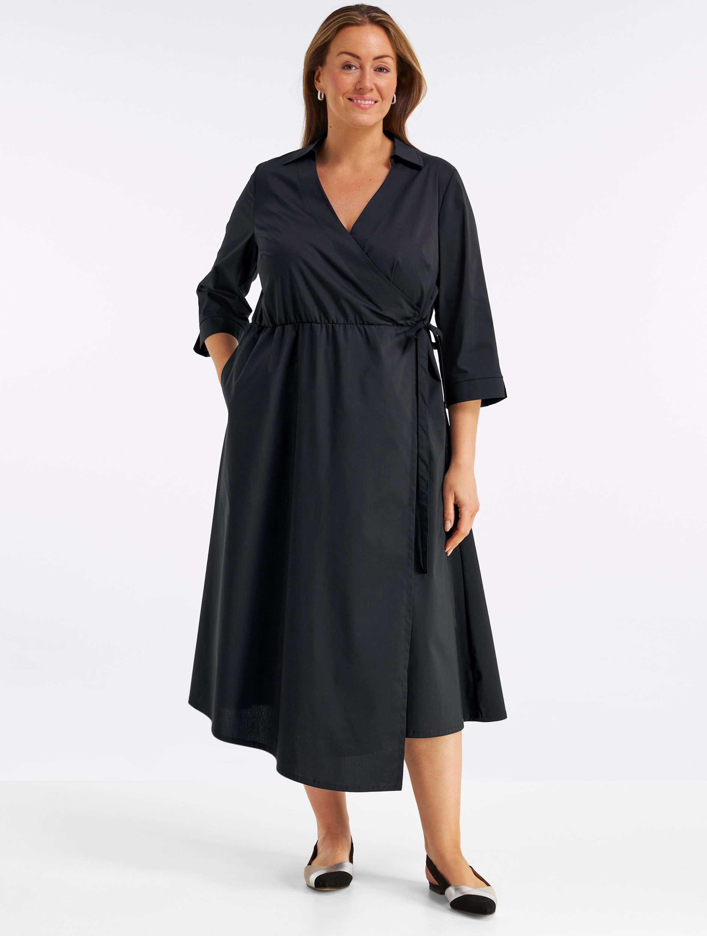 Sheego Wickelkleid mit asymmetrischem Saum