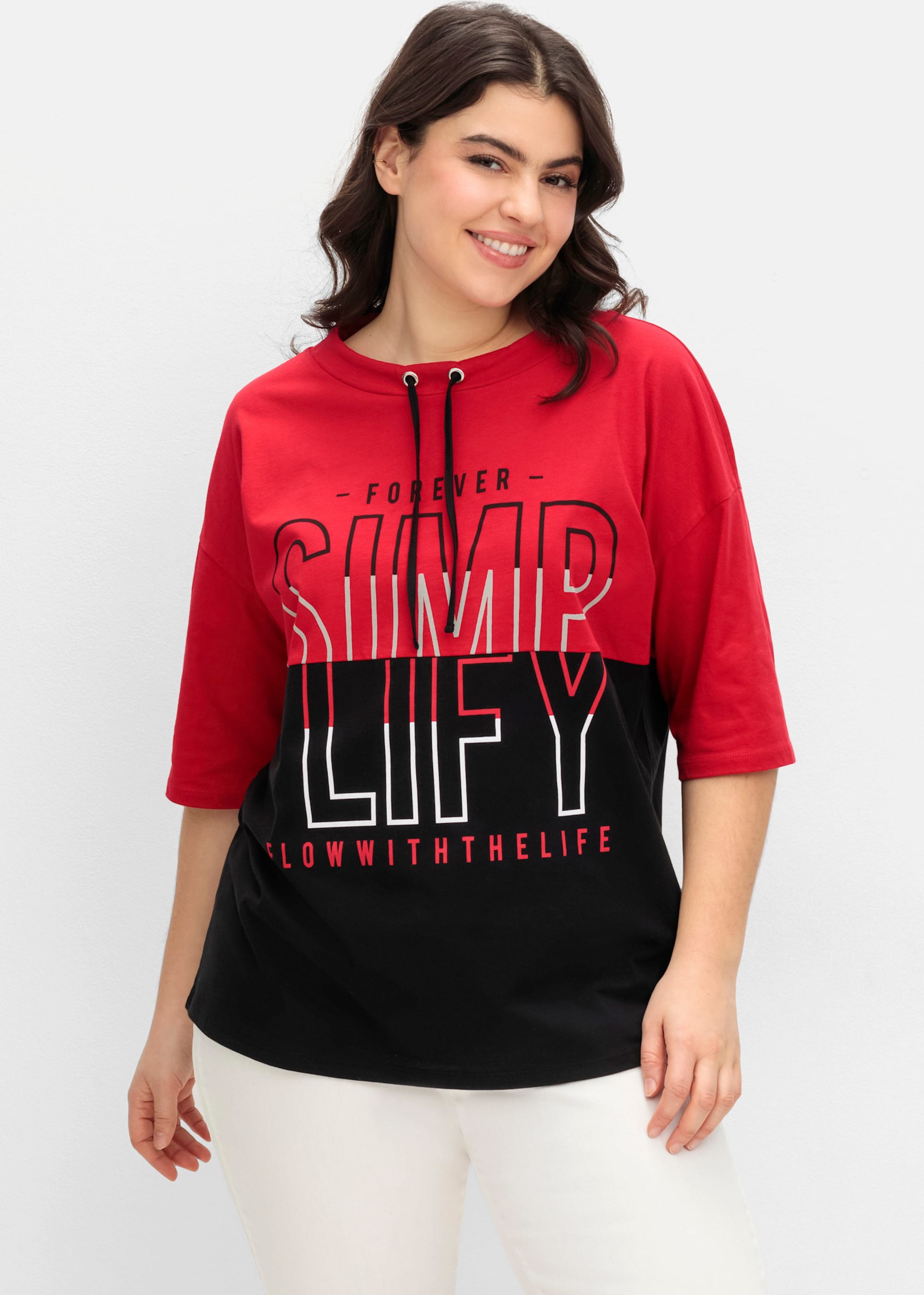 Sheego Kurzarmshirt mit Lettring-Druck